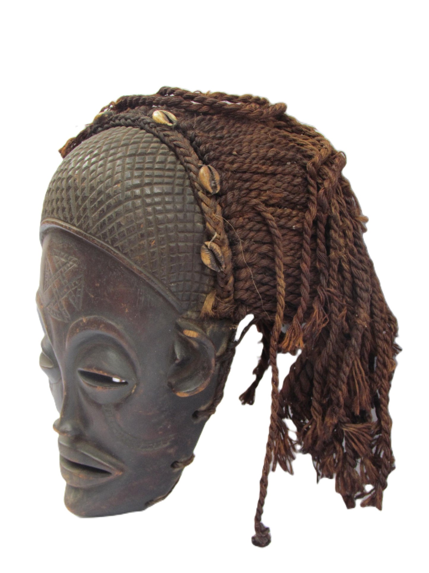 Rare Old African Mwana Pwo Luena mask from the Chokwe - Angola.