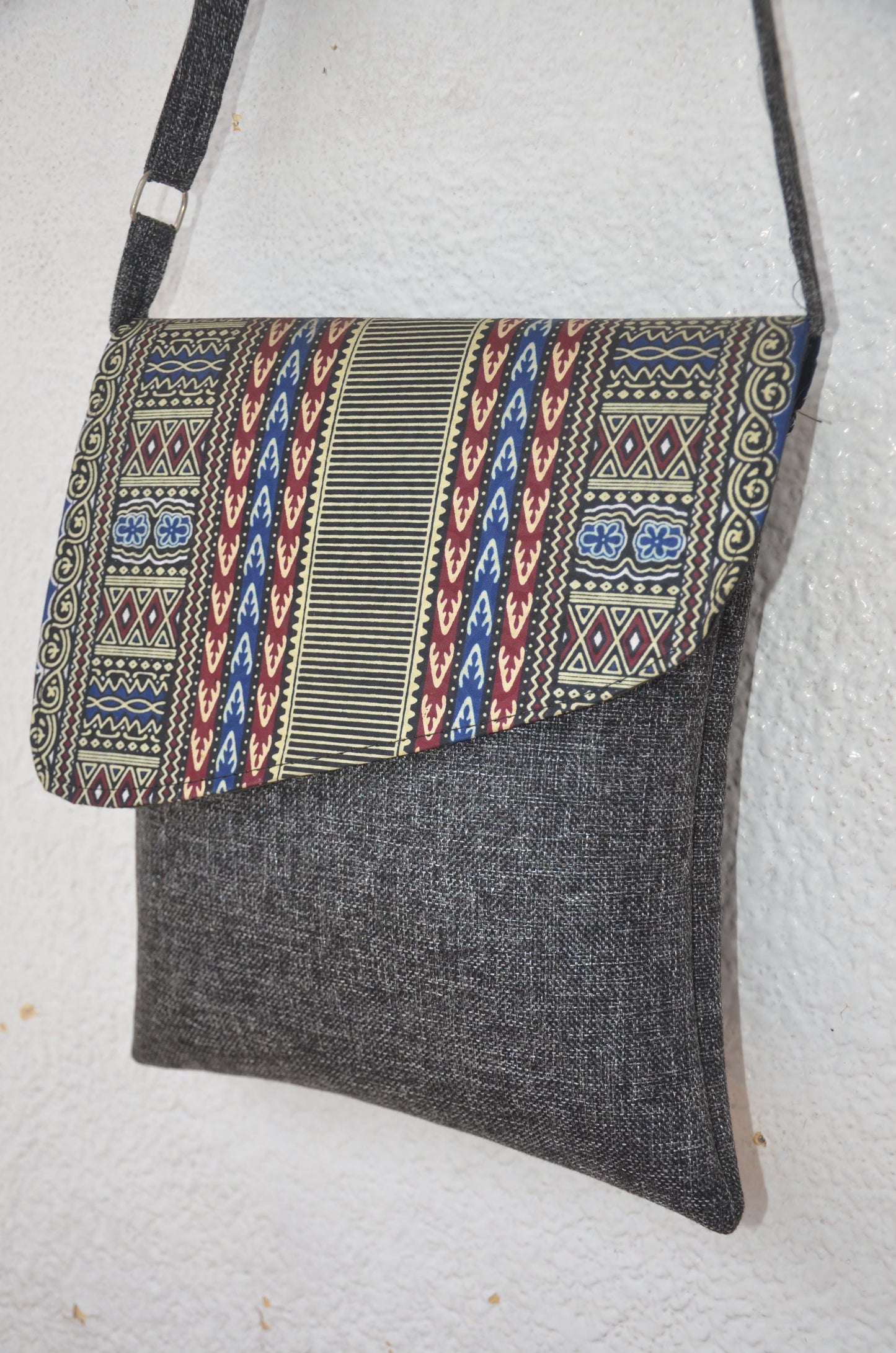 Handmade African Print Crossbody Messenger Bag | Fold-Over Tribal Shoulder Bag