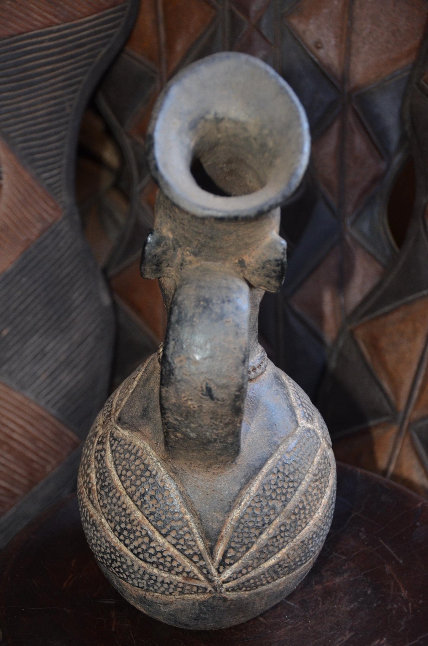 Authentic Mangbetu Pottery Vessel | Anthropomorphic Art | Congo Decor