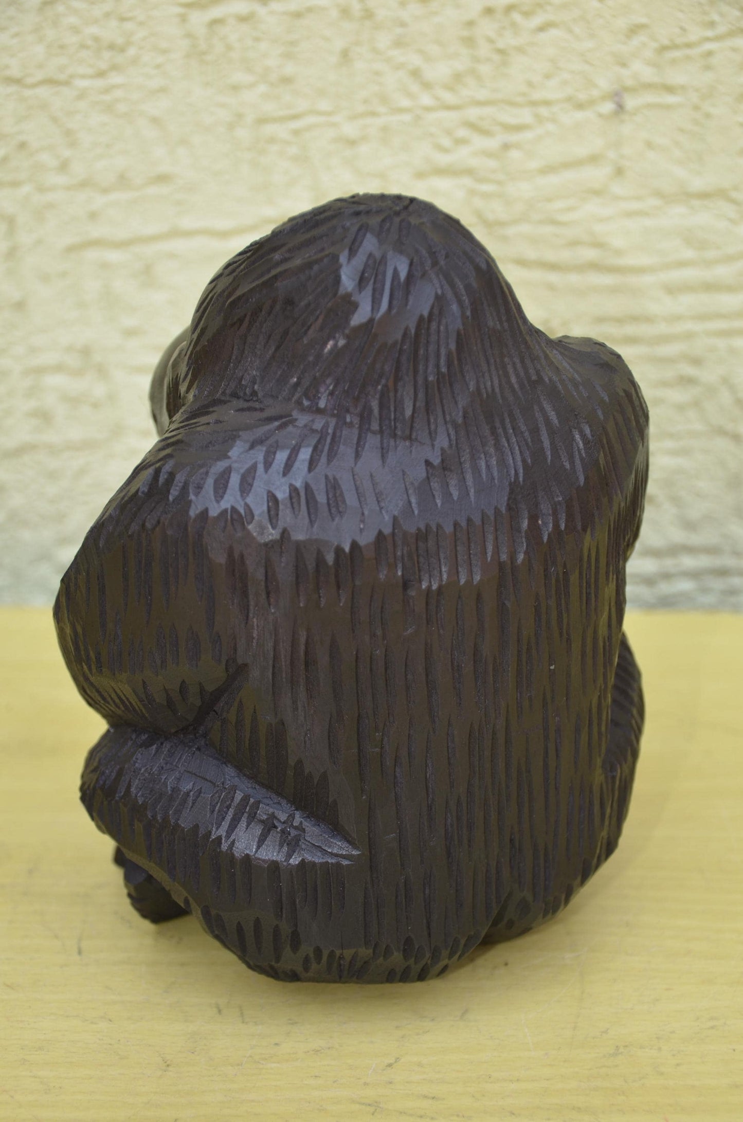 Hand Carved Wooden Mother and Baby Gorilla | Wildlife Art