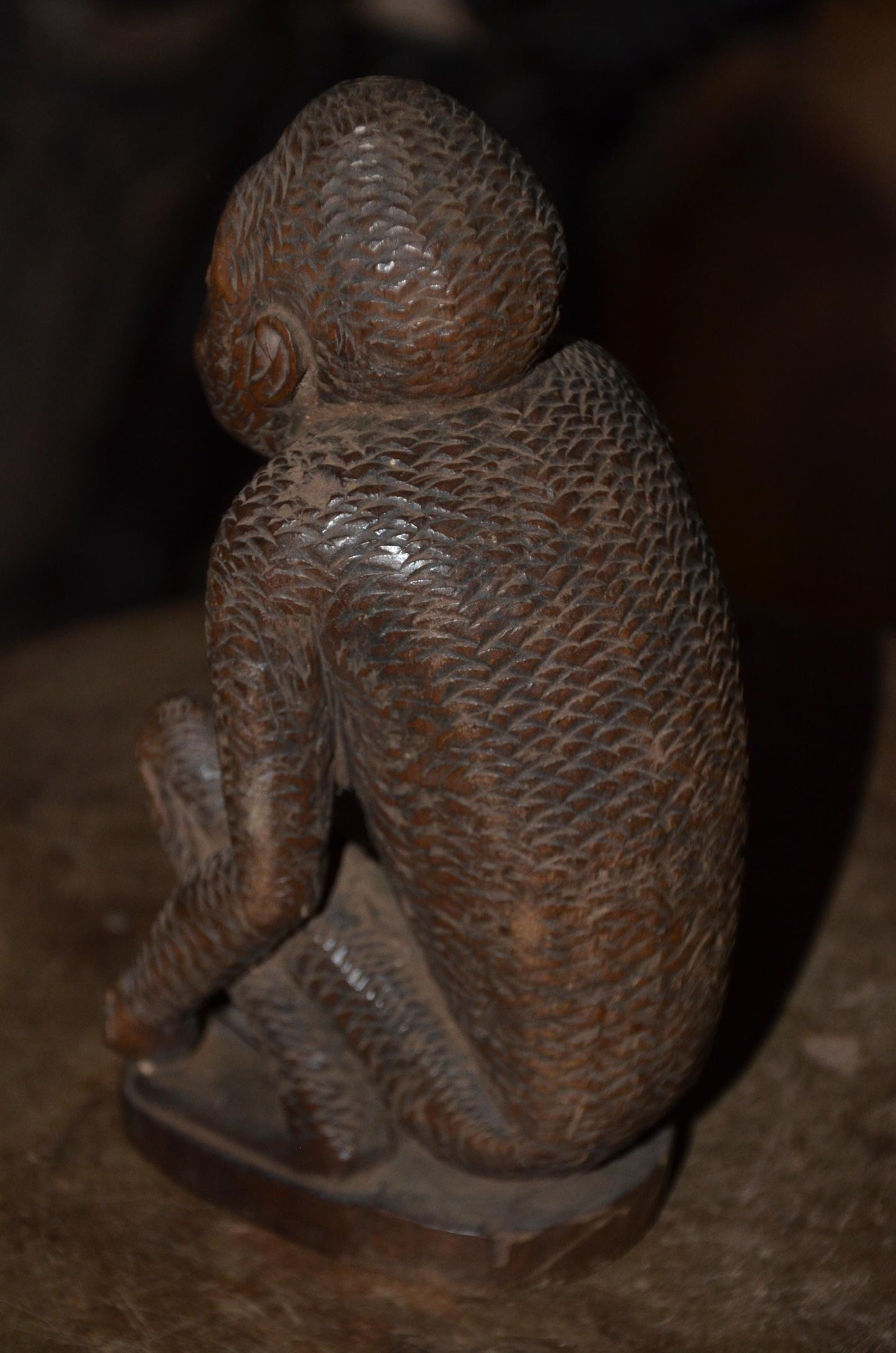 Luba Monkey Sculpture | Hand-Carved Tribal Figure | Authentic African Wood Art