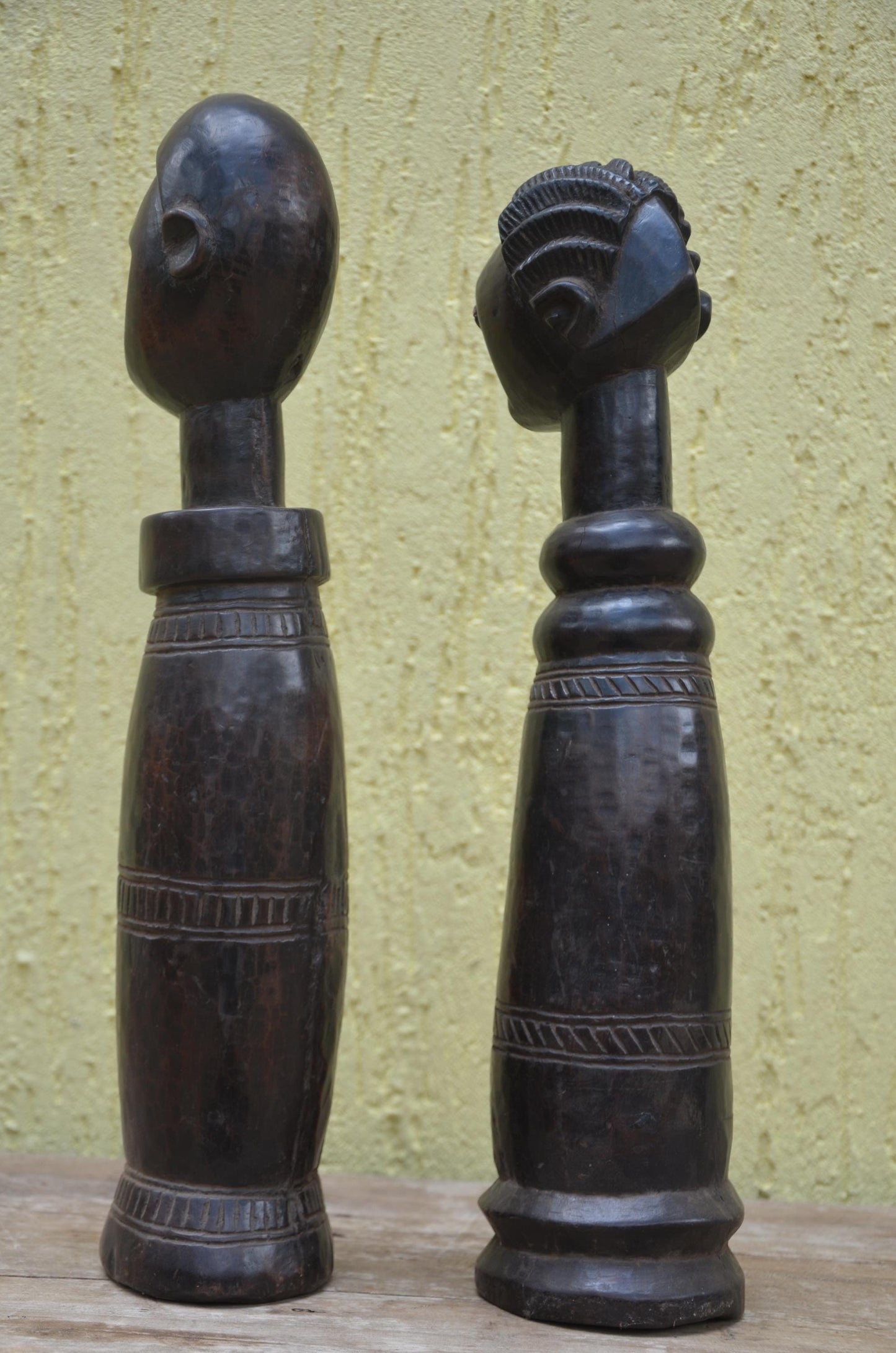 Authentic Lobi Bateba Figures - 20" Hand-Carved Wood Standing Ancestor Statues, Burkina Faso Tribal Art.