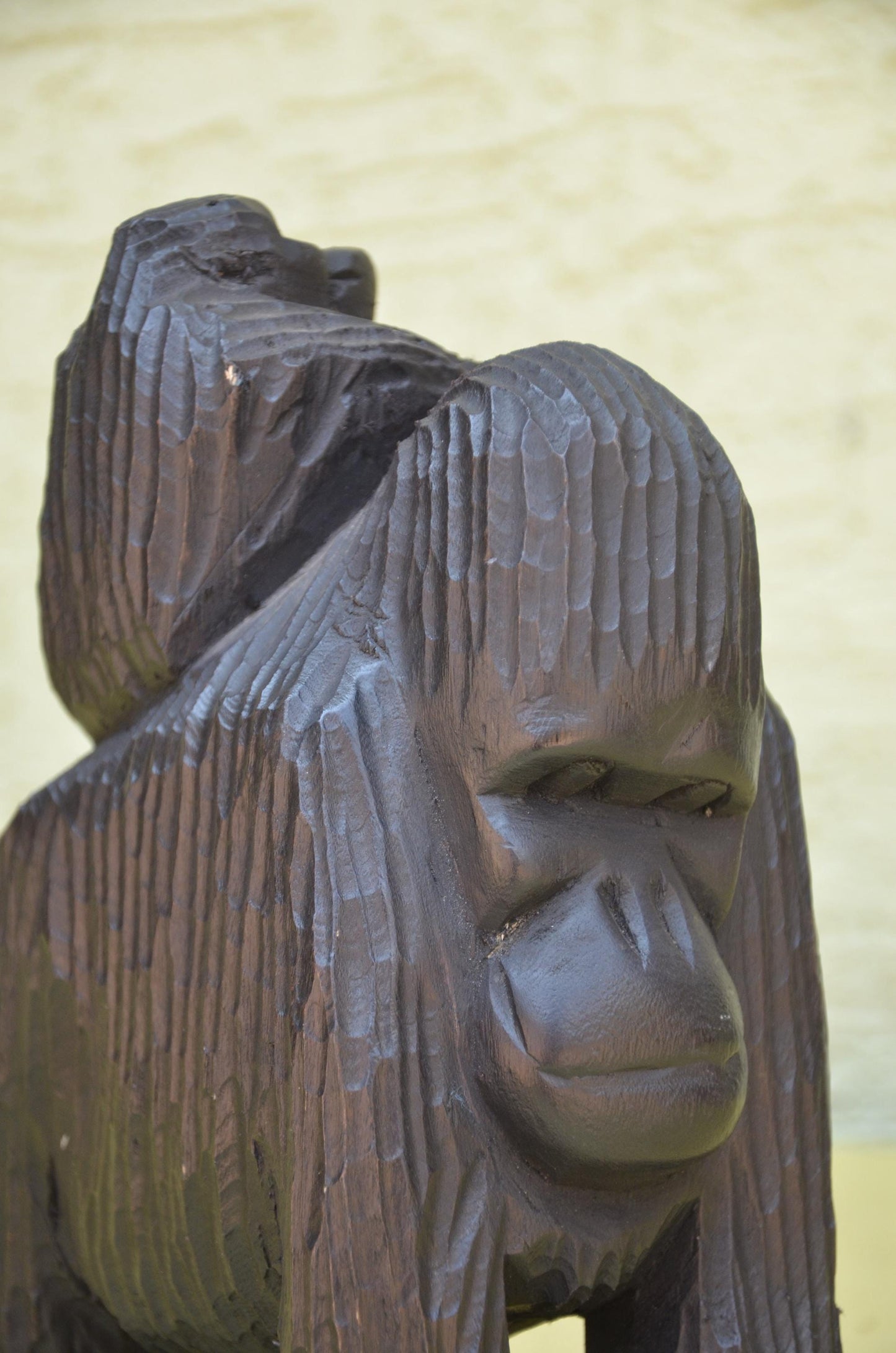 Hand Carved Wooden Mother and Baby Gorilla | Wildlife Art