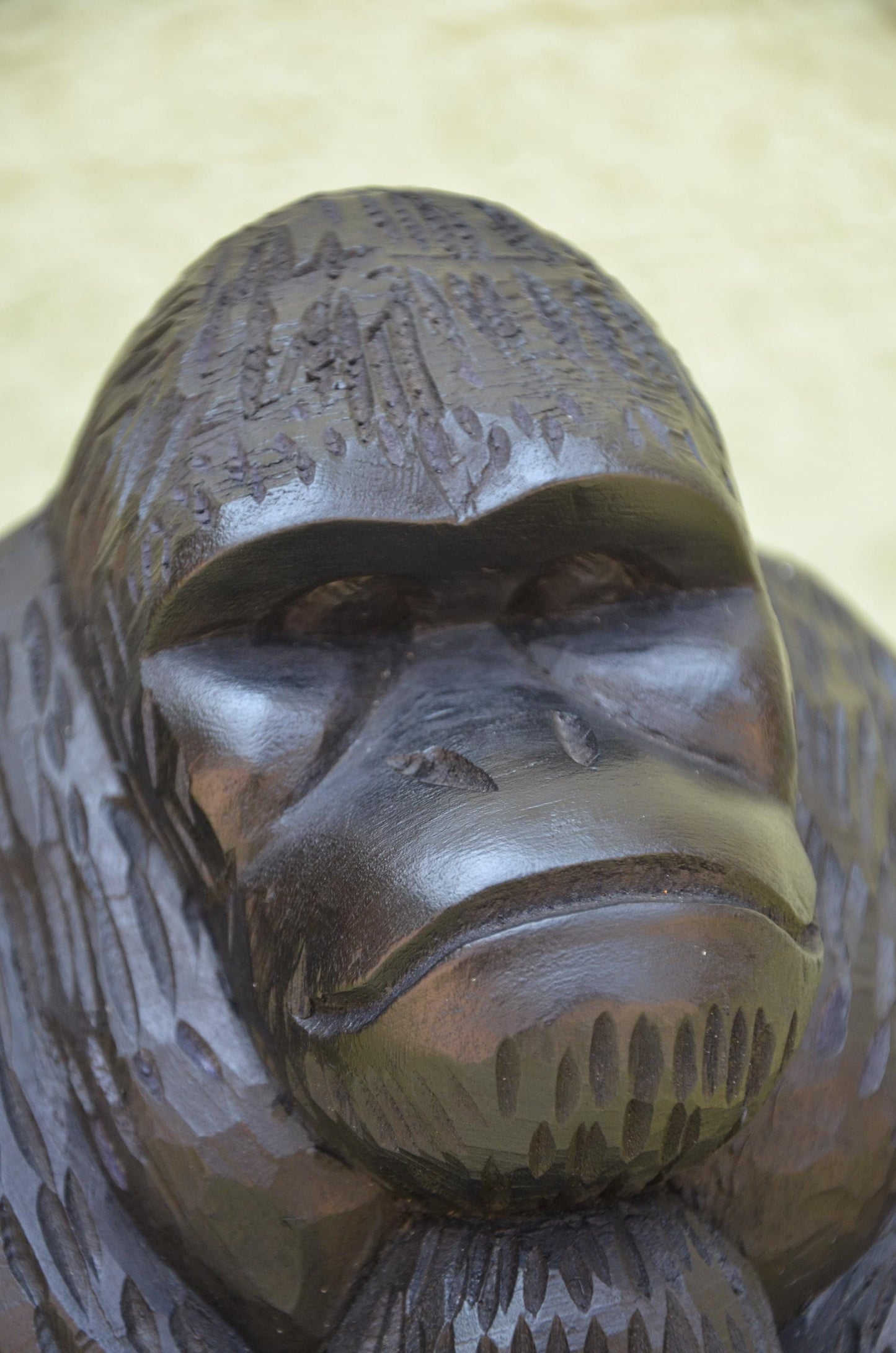 Large Hand Carved Wooden Gorilla Family Sculpture | Wildlife Art