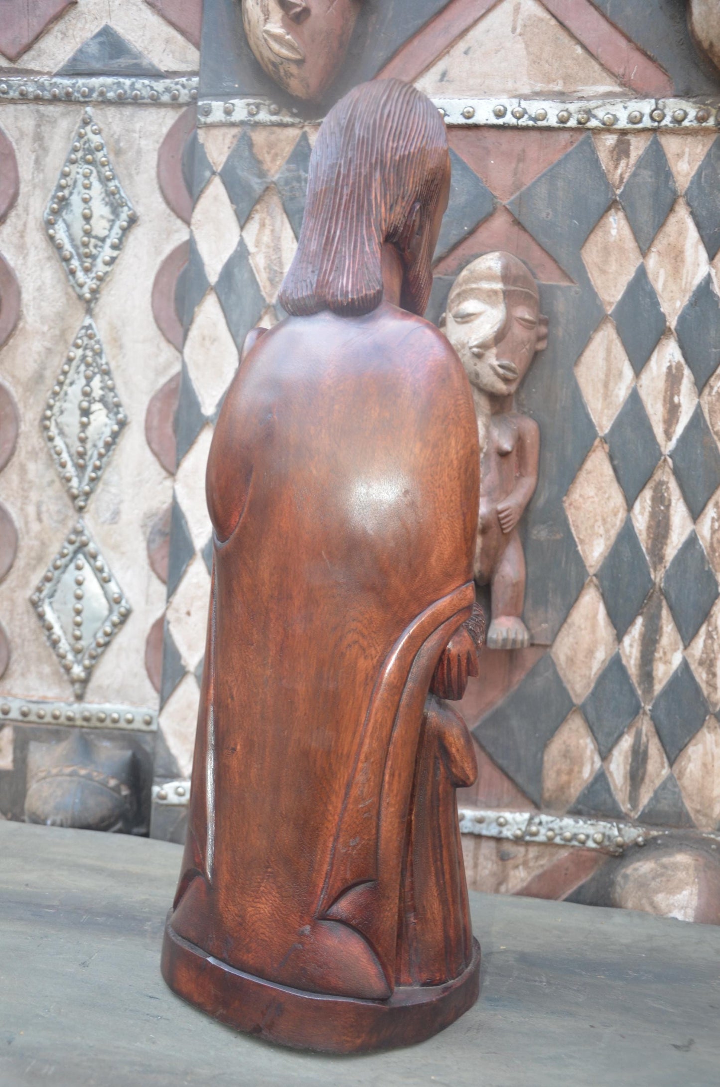 Hand-Carved African Holy Family Sculpture | Wooden Religious Art