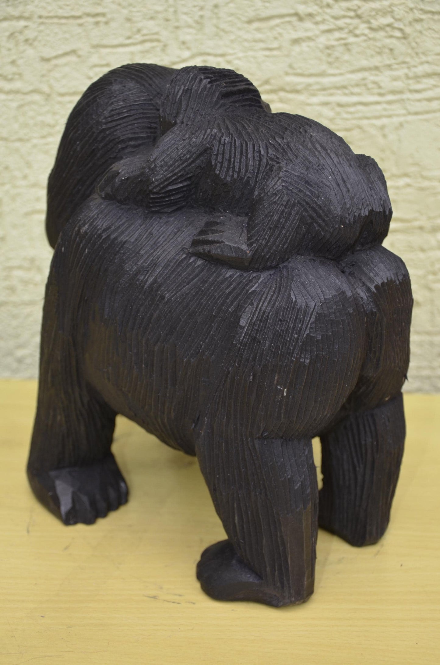 Hand-Carved Wooden Gorilla Maternity Sculpture | Wildlife Family Art Figurine