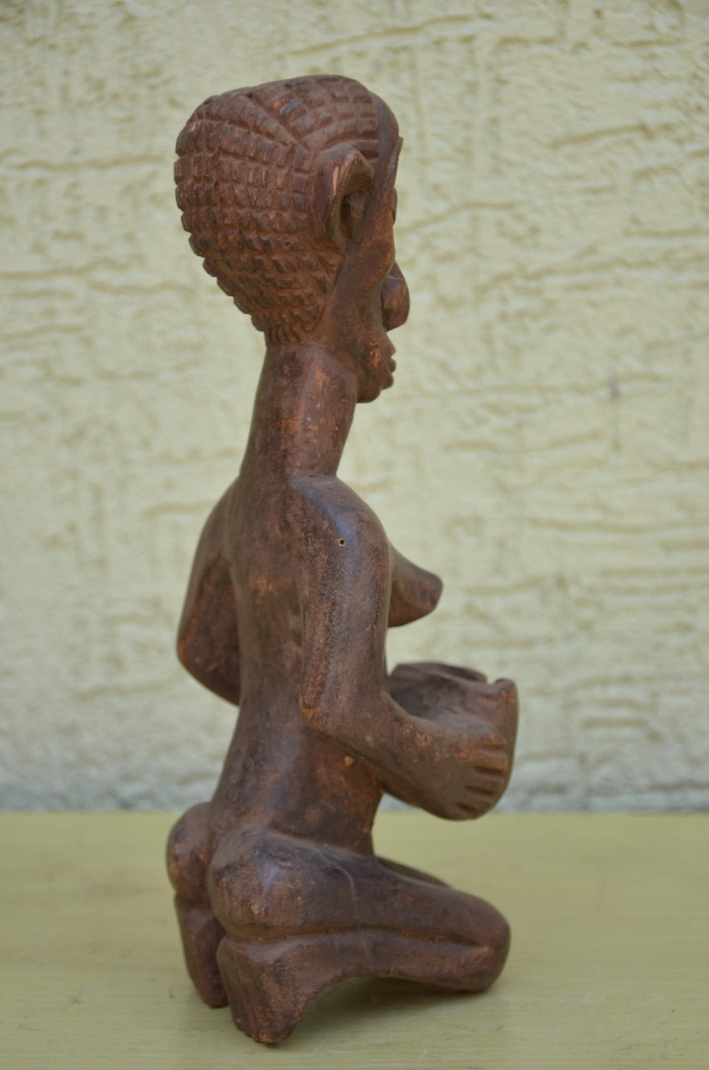 Authentic Luba Mboko Bowl Bearer Figure | Congolese Art