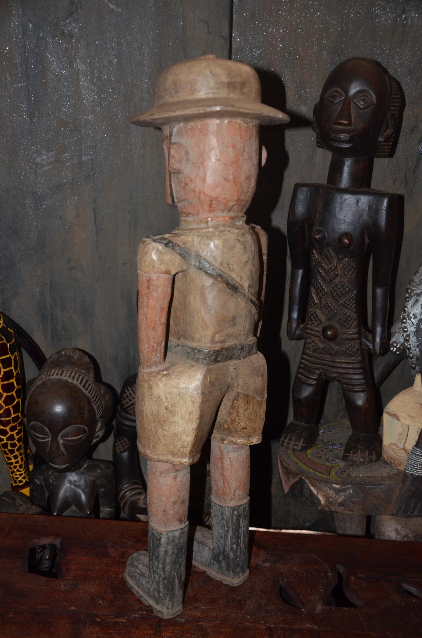 Colonial Administrator Figure | Large Hand-Carved Wood Statue | Ethnographic Art