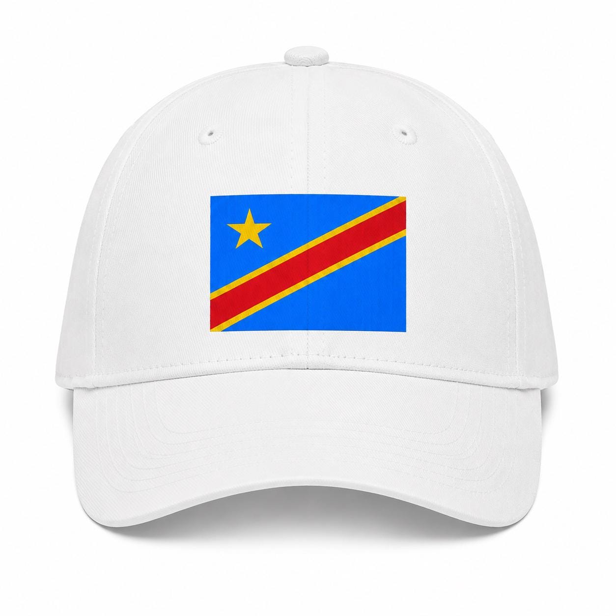 DRC Baseball Cap | Democratic Republic of Congo Hat | Congo Flag Cap | White Dad Hat | African Pride Hat | Unisex Adjustable Cap