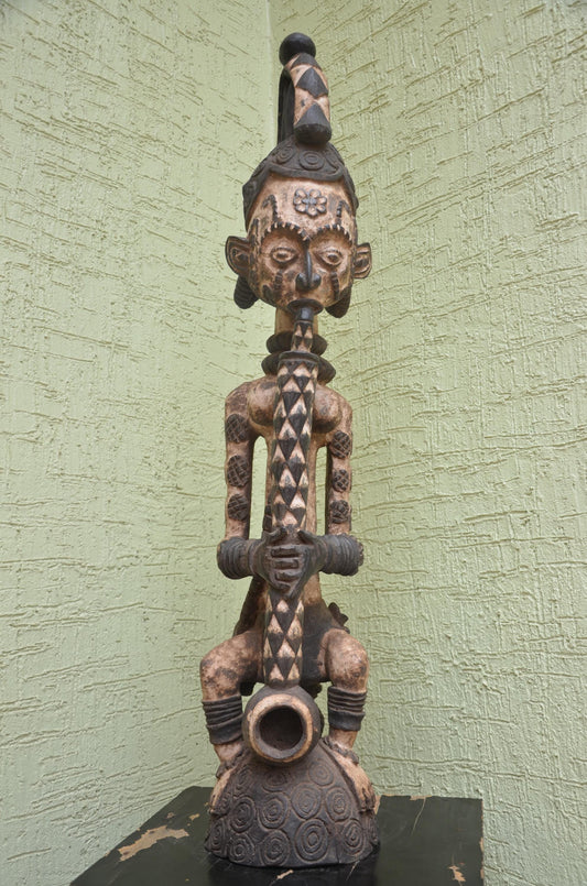 Authentic Idoma Pipe-Smoker Shrine Figure | Nigerian Tribal Art