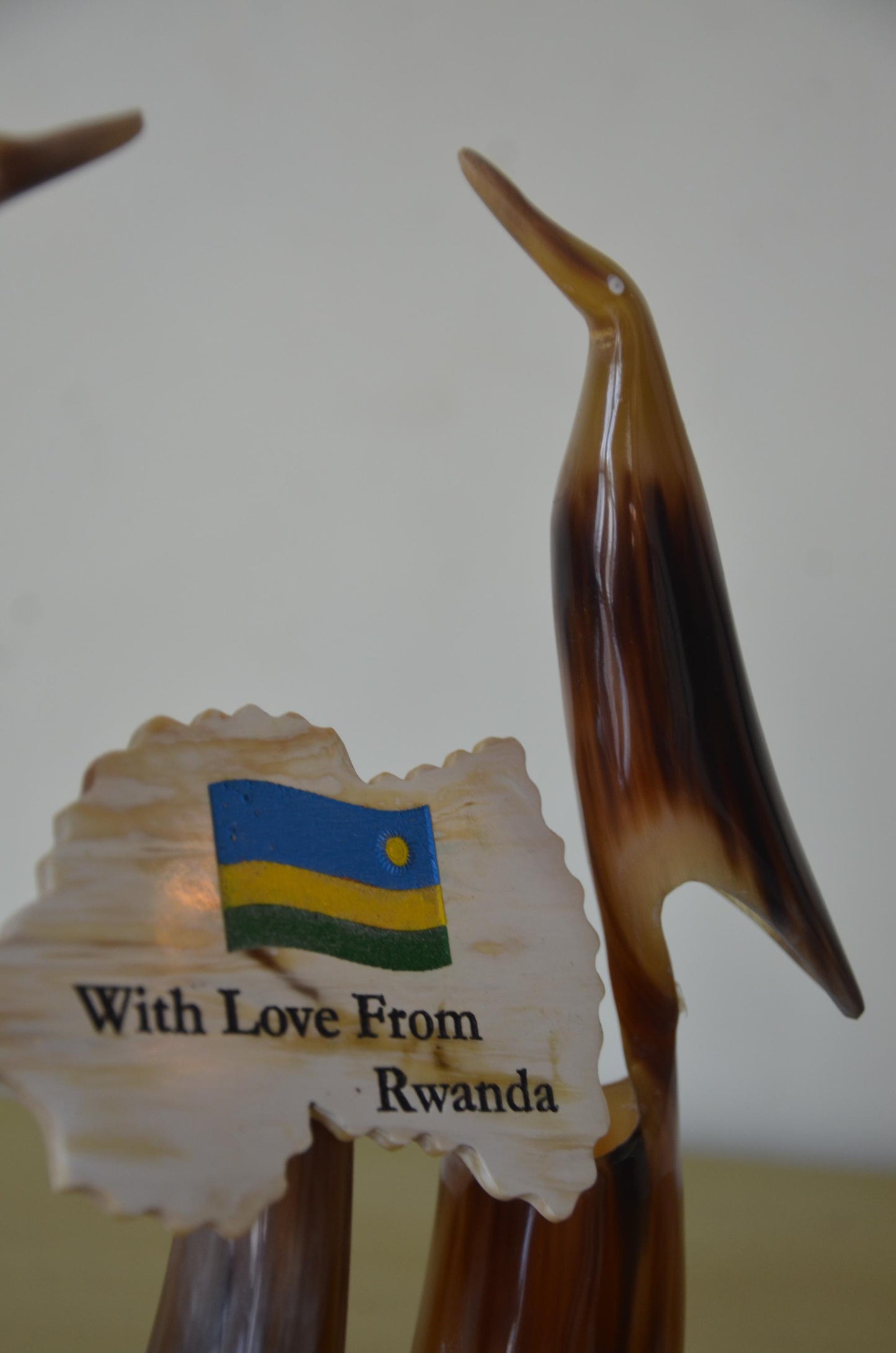 Handcrafted African Ankole Cow Horn Desk Organizer | Polished Bull Horn Bird Sculpture