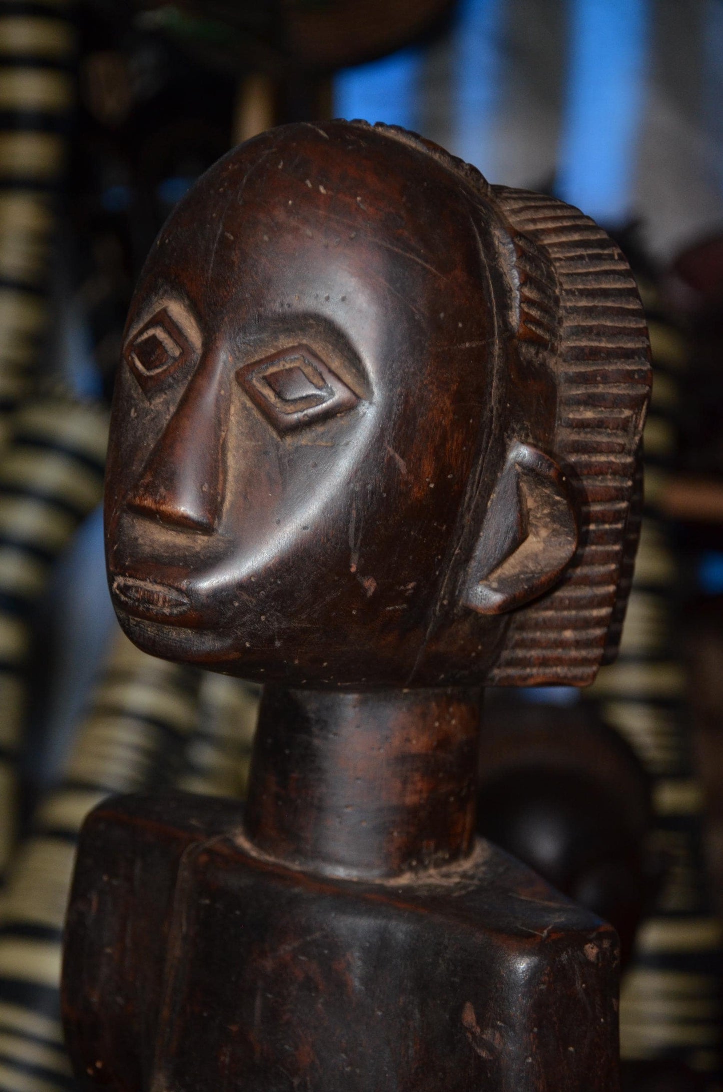 Tabwa or Luba Ancestor Figure - 29" Authentic Congo Wood Statue, Prestige Tribal Art, High-End African Sculpture.