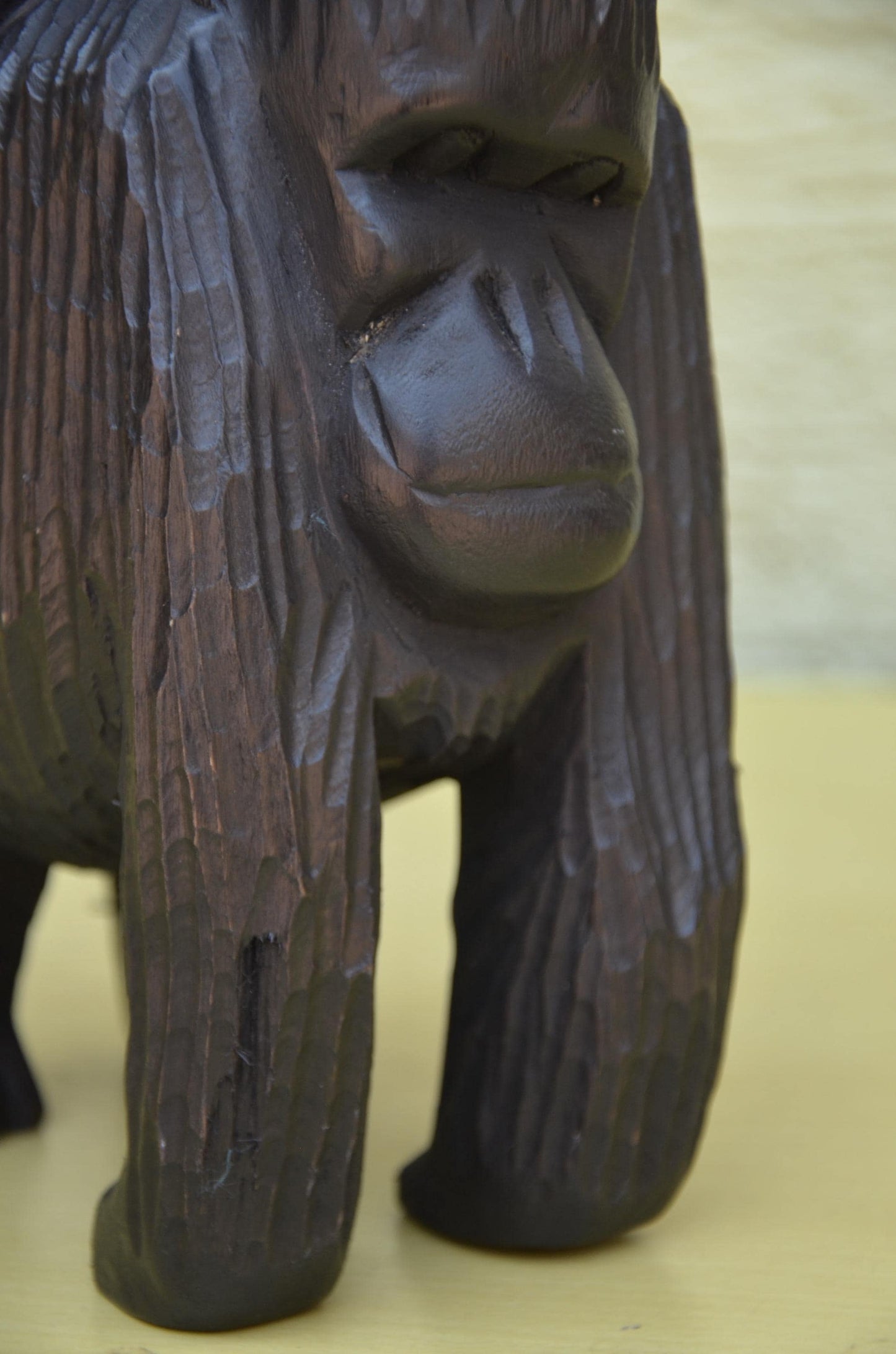 Hand Carved Wooden Mother and Baby Gorilla | Wildlife Art