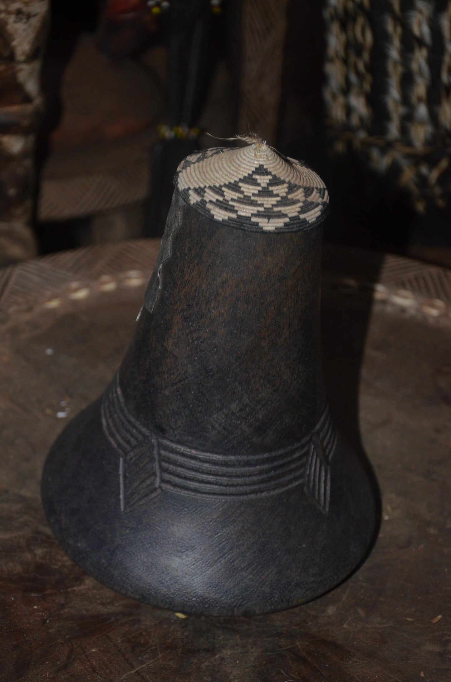 Hand-Carved Rwandan Icyansi Wooden Milk Jug | Ancestral Dairy Art Sculpture