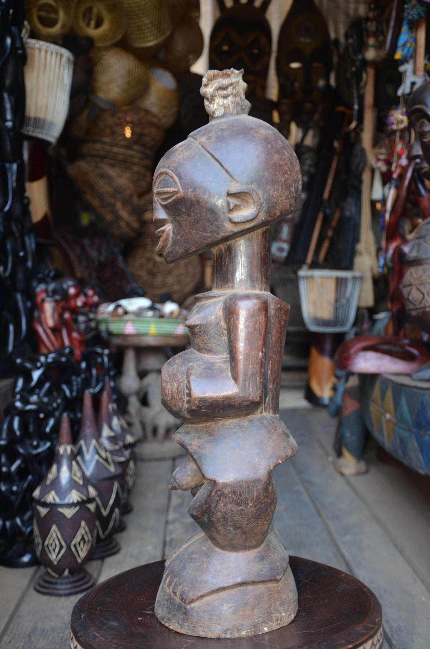 Authentic Luba Statue | Grand Prestige Ancestor | Congolese Tribal Art