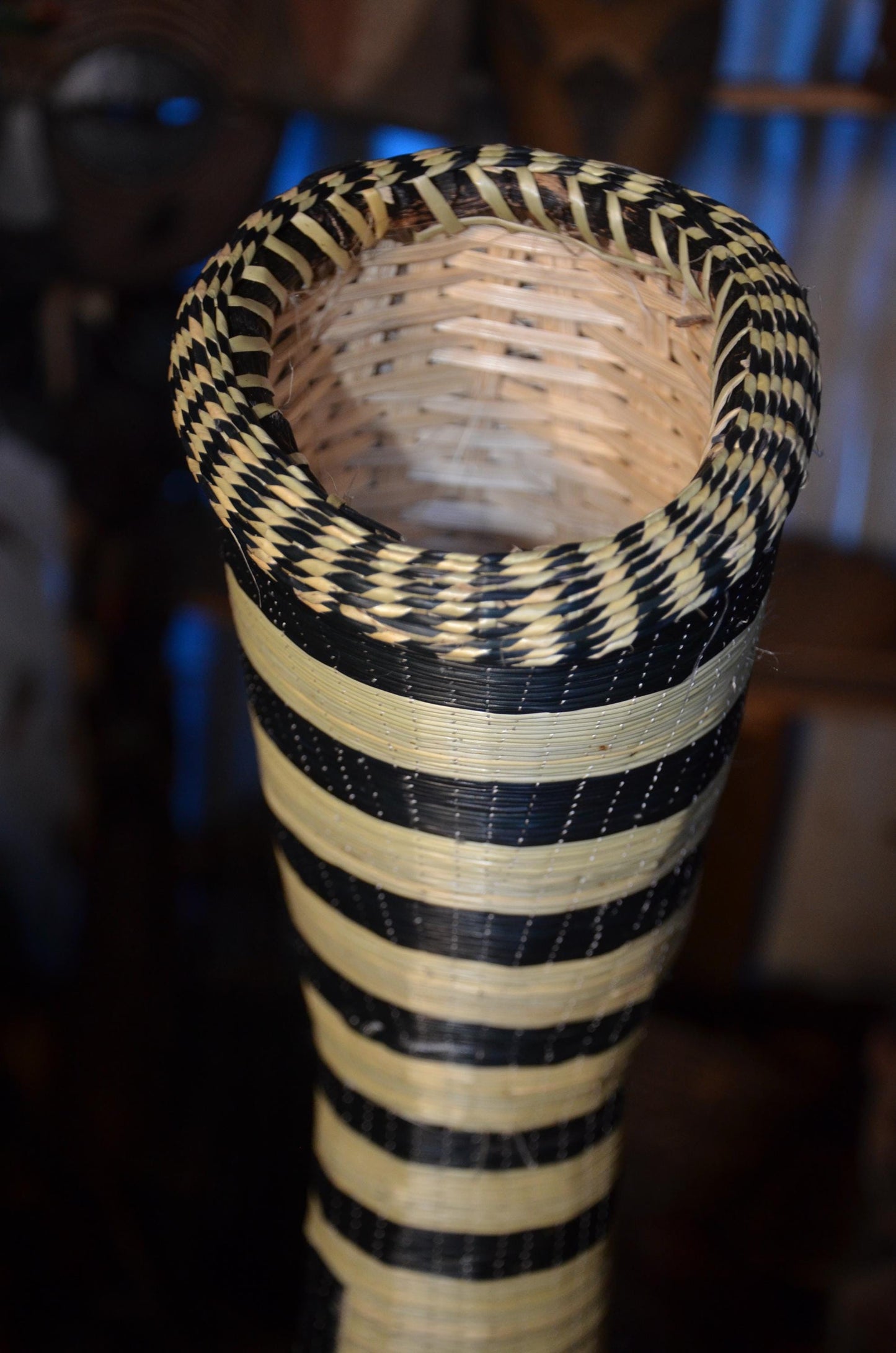 Large Rwandan Sisal Floor Vases – Hand-Dyed Geometric Agaseke Inspired Decor