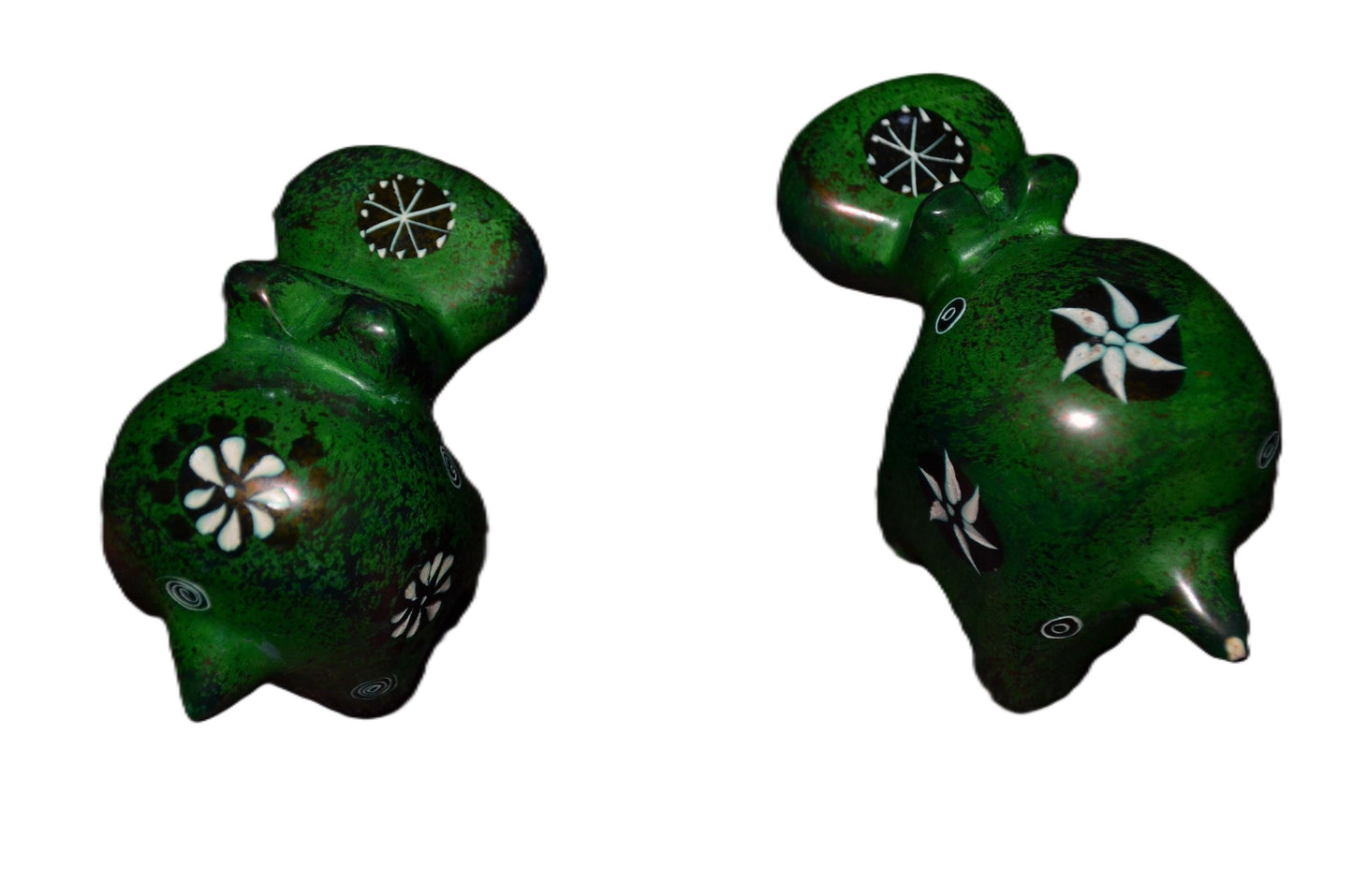 Set of 2 Soapstone Hippo Figurines Hand Carved Kenyan Animal Statue Green Eclectic Shelf Decor Cute Hippopotamus Gift African Art Set