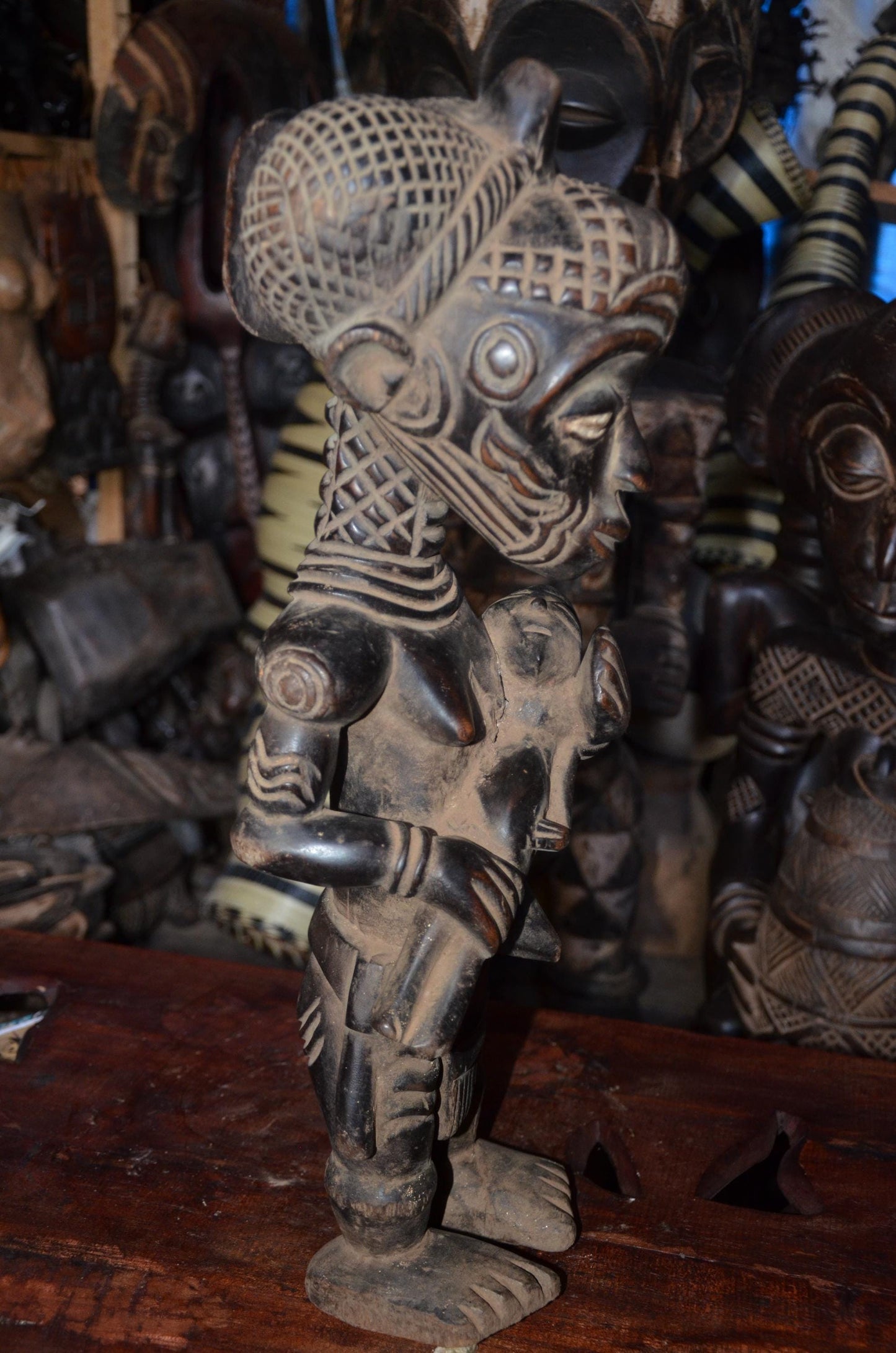 Authentic Lulua Maternity Figure | Bena Lulua Sculpture | African Tribal Art