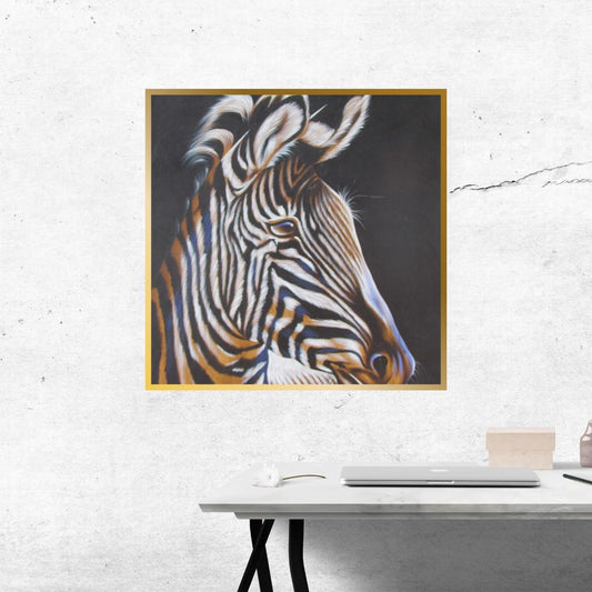 Tableau mural zèbre – Portrait animalier original en acrylique peint à la main, peinture pop art représentant la faune africaine, toile à rayures audacieuses, prêt à accrocher