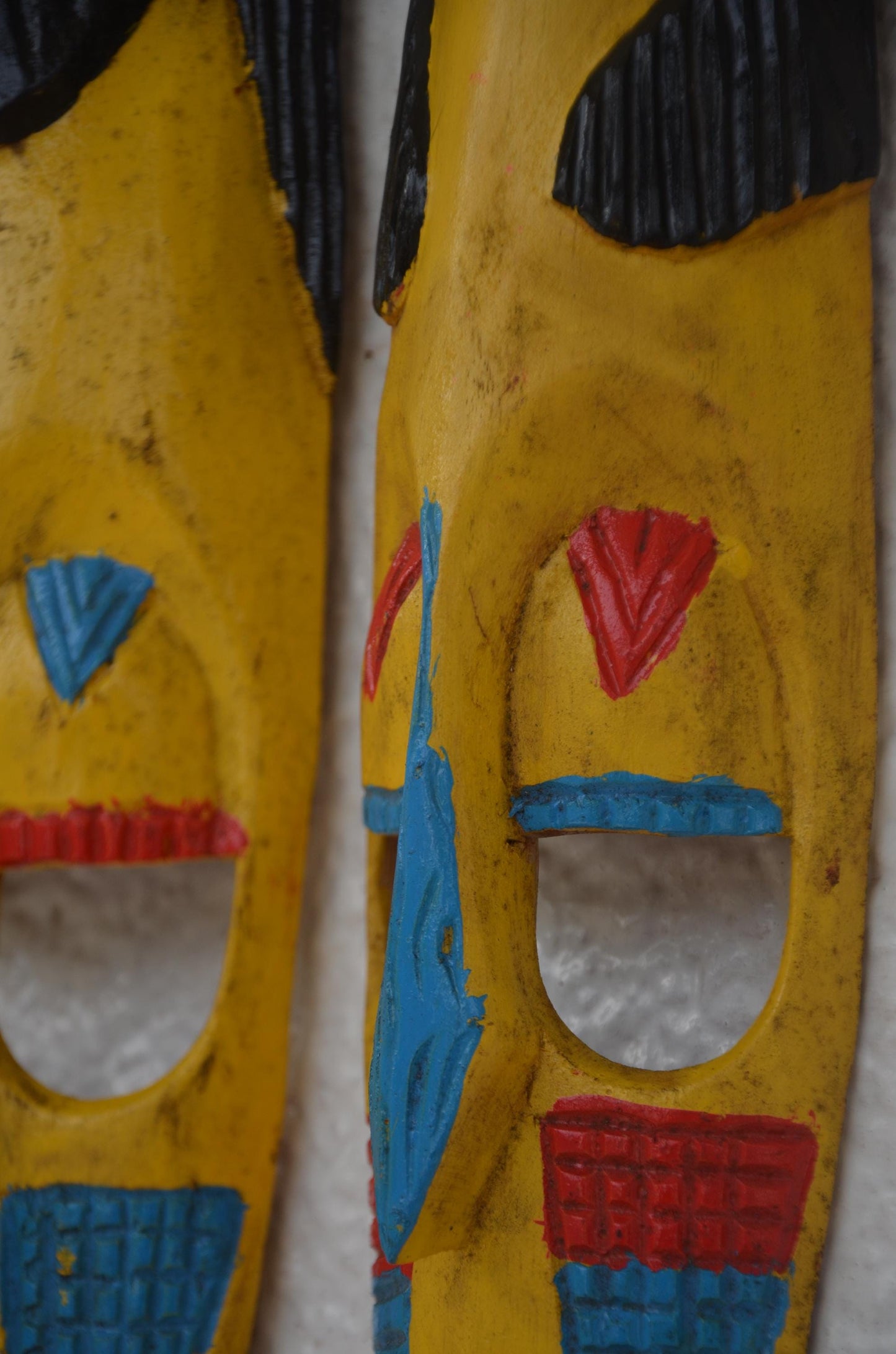 Hand-Carved Nyiginya Kingdom Wooden Facemask Couple | African Tribal Wall Art Decor