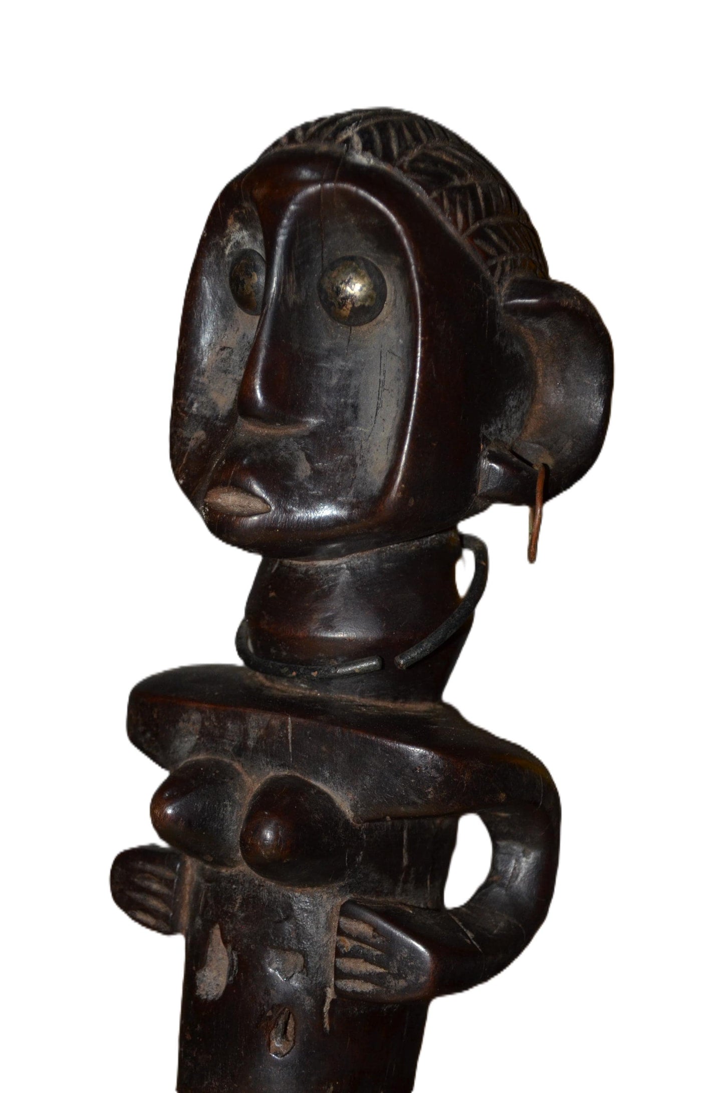Authentic Ndekese Statue | Tribal Figure with Earrings | African Wood Art