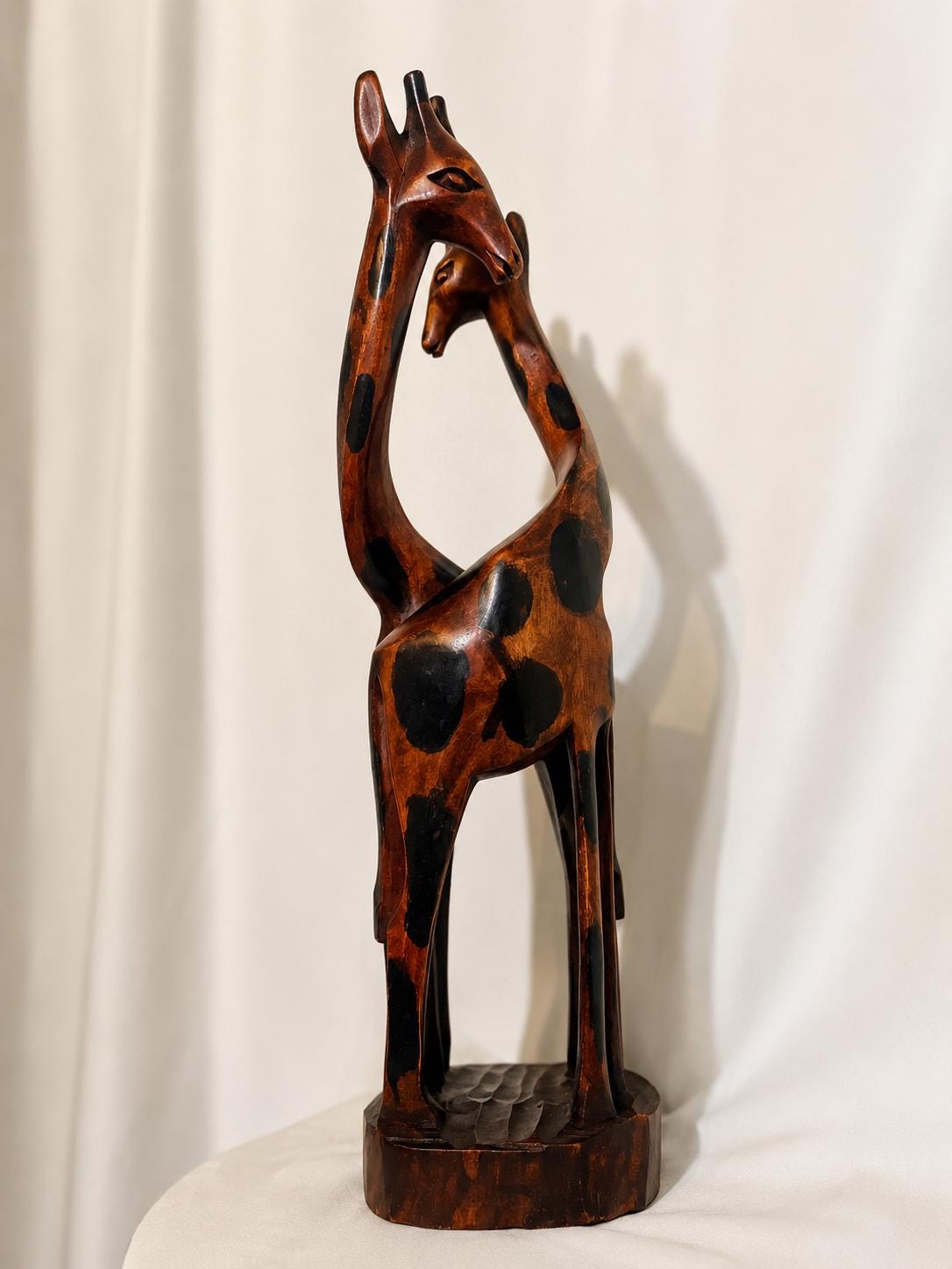 Hand Carved Wooden Giraffe Sculpture Interlocking African Animal Statue Moody Gothic Home Decor Autumn Anniversary Gift Large Wood Art
