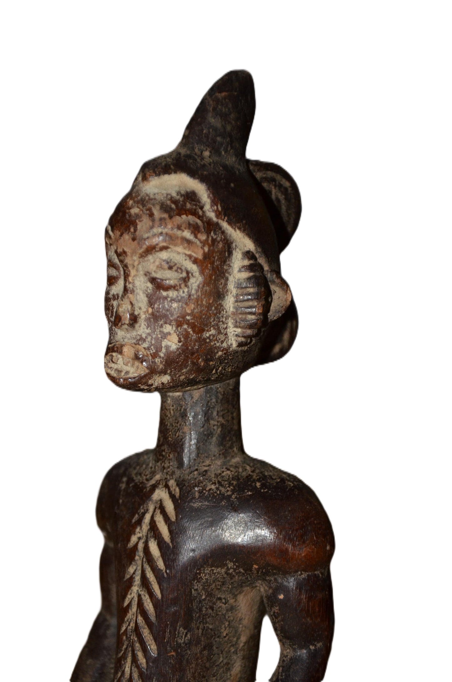 Authentic Igbo Statue | Brown & White Ancestor Figure | Nigerian Tribal Art