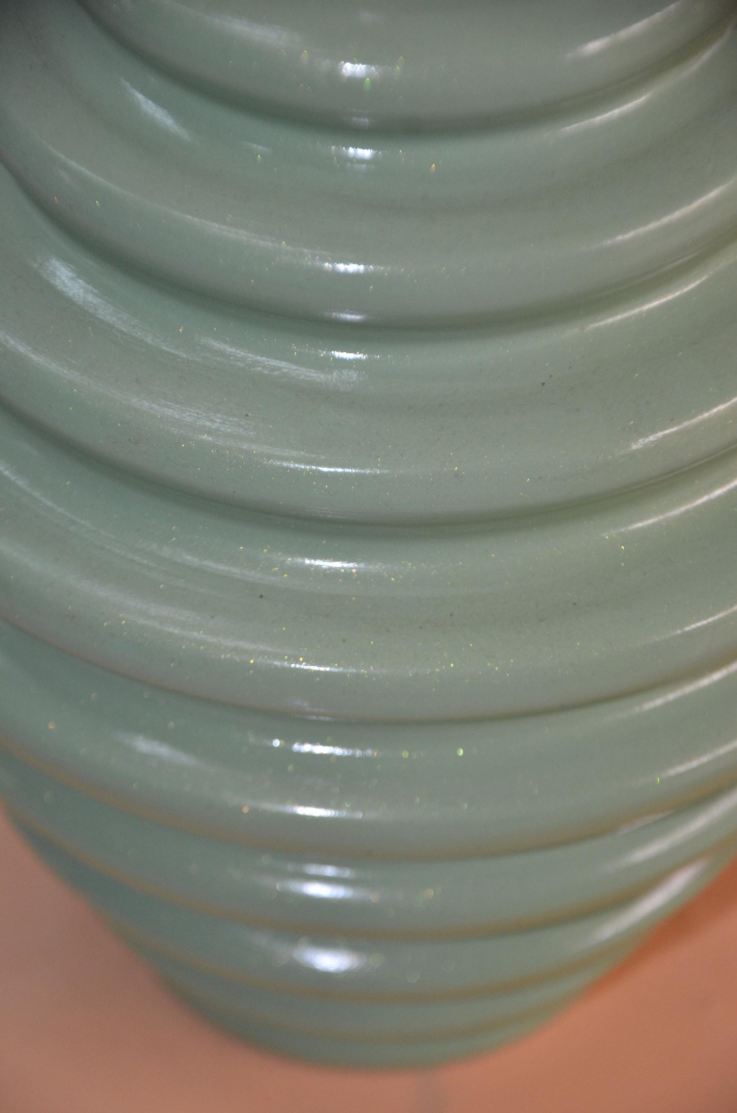 Authentic Venini Deco Glass Vase | Murano Italy Sage Mint Green Fluted Vessel