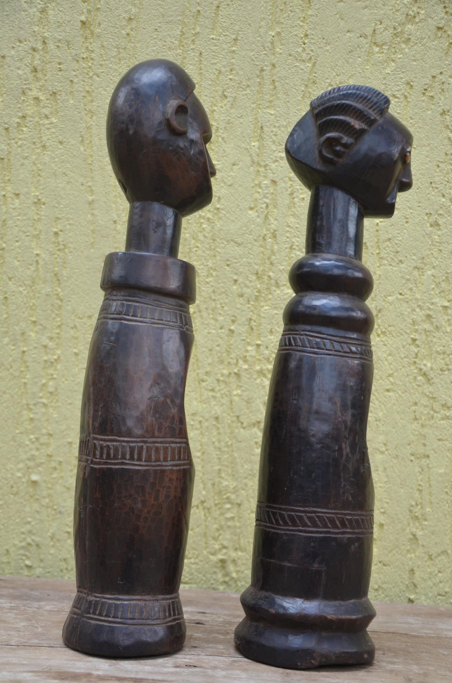 Authentic Lobi Bateba Figures - 20" Hand-Carved Wood Standing Ancestor Statues, Burkina Faso Tribal Art.