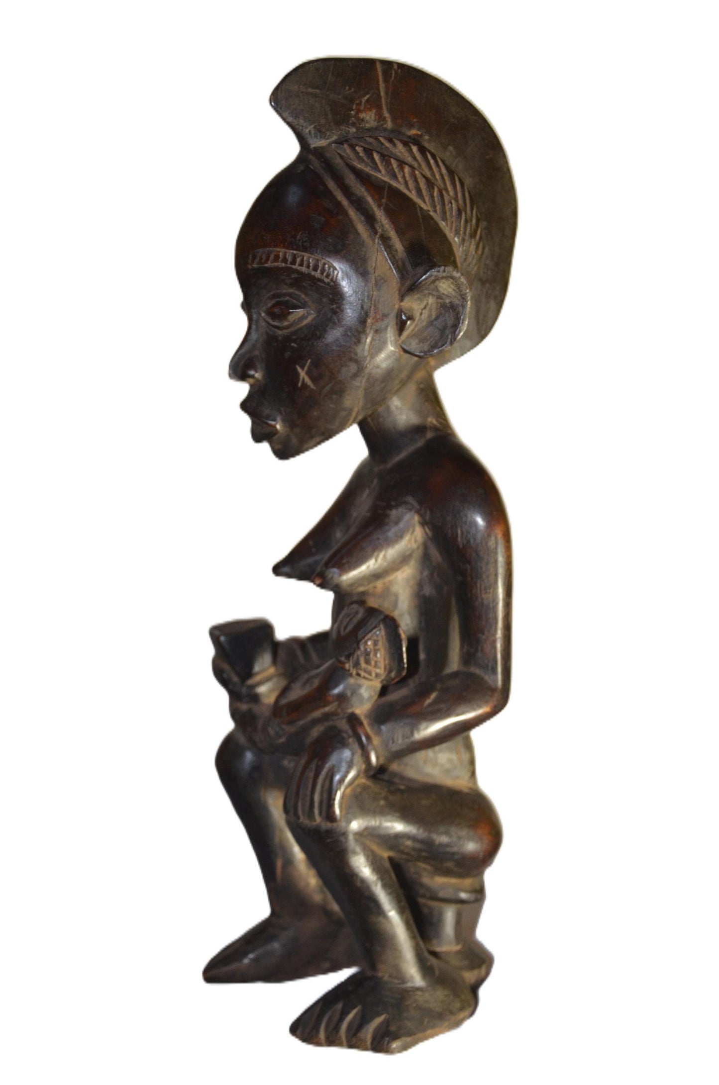 Authentic Chokwe Statue | Maternity Ancestral Figure | Congolese Art