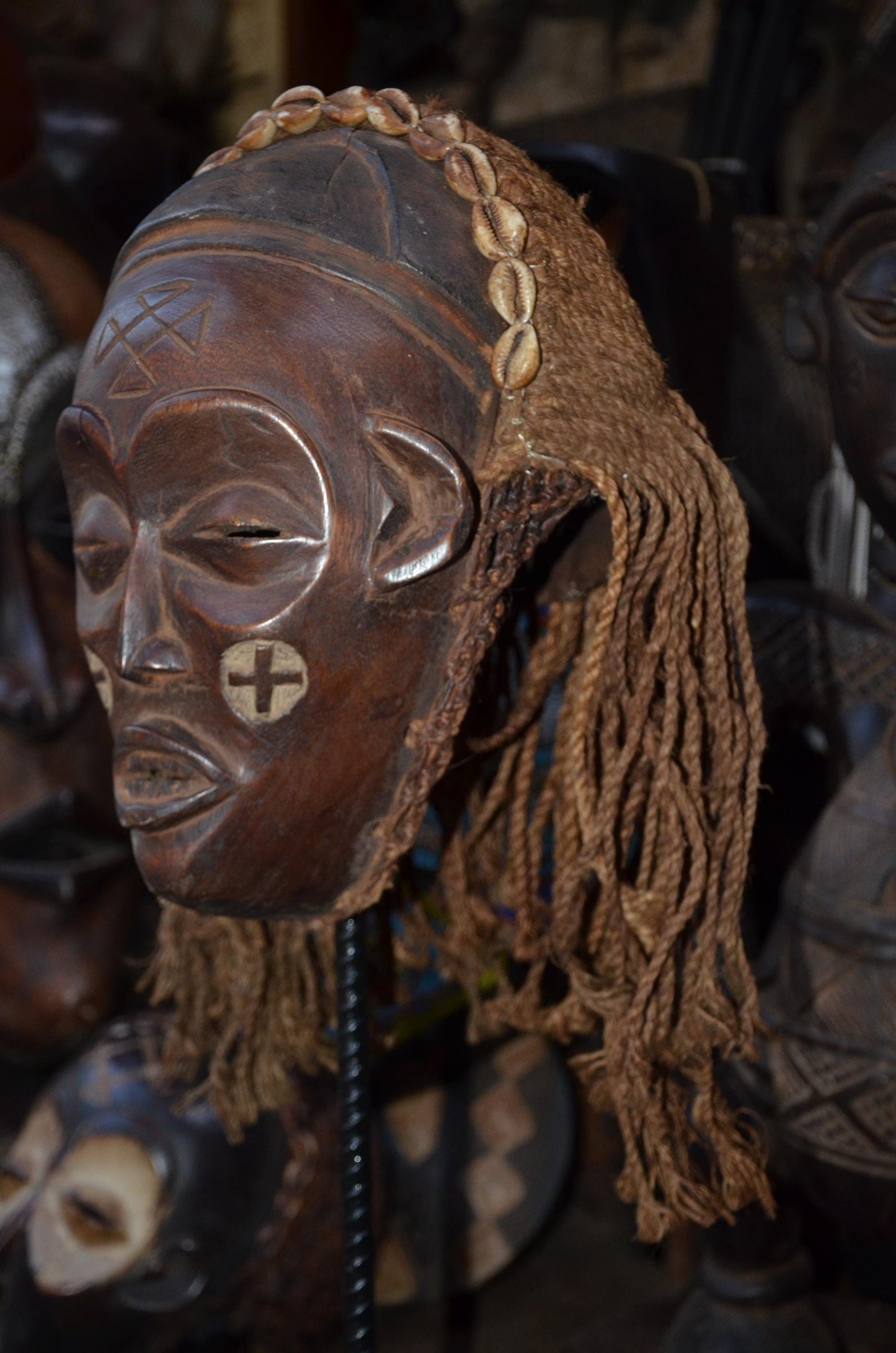 Chokwe Pwo Mask – 14" Hand-Carved Wood Female Spirit Mask – Tribal Wall Art