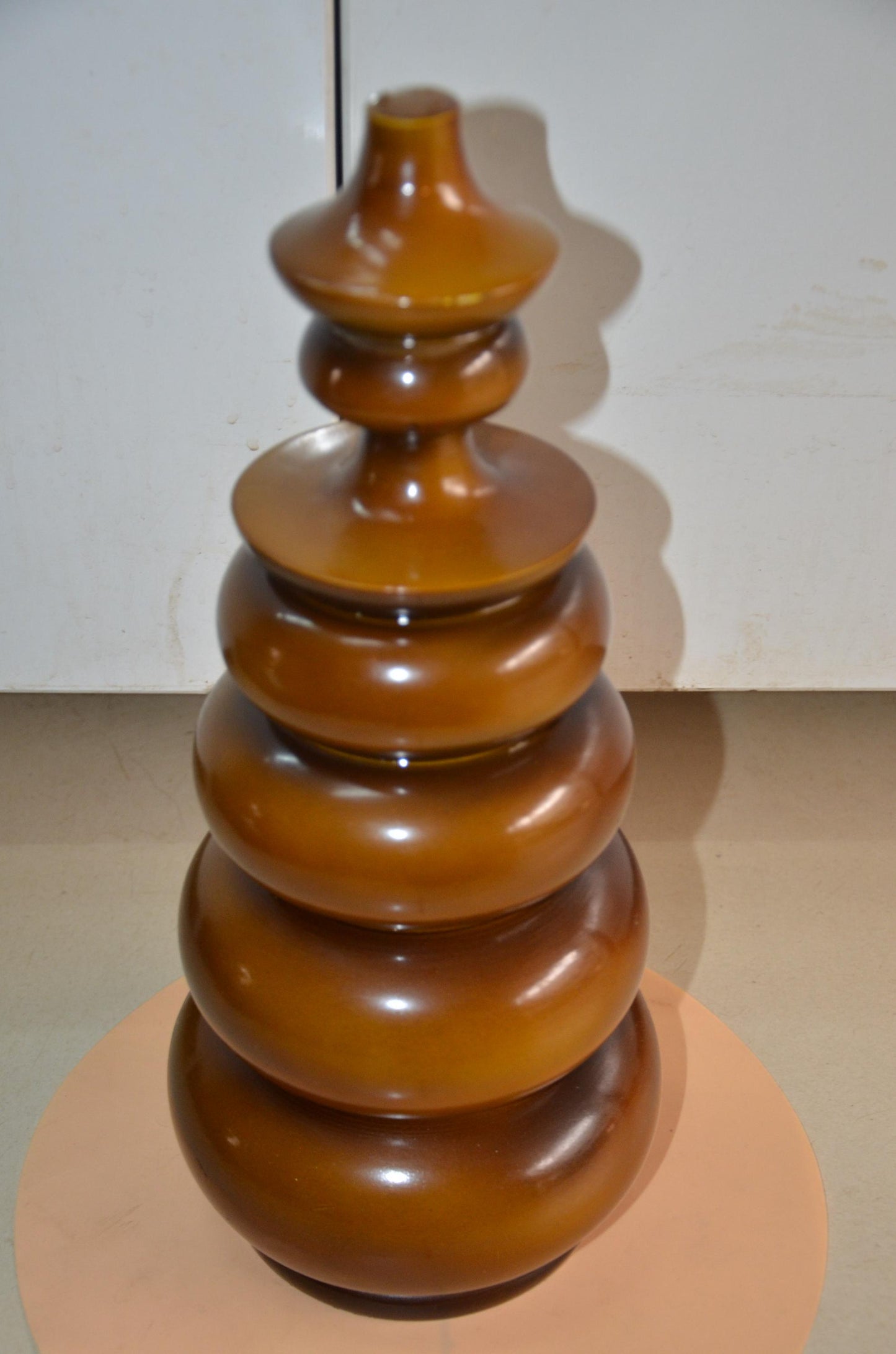 Authentic Venini Deco Glass Vase | Murano Italy Amber Topaz Fluted Vessel