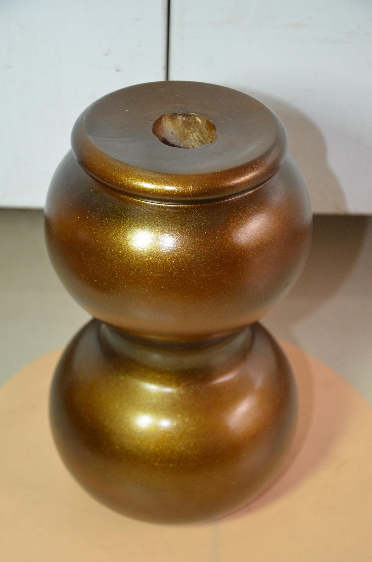 Wooden Gourd Vase – Metallic Bronze Gold Totem Vessel, Modern Nordic Home Decor