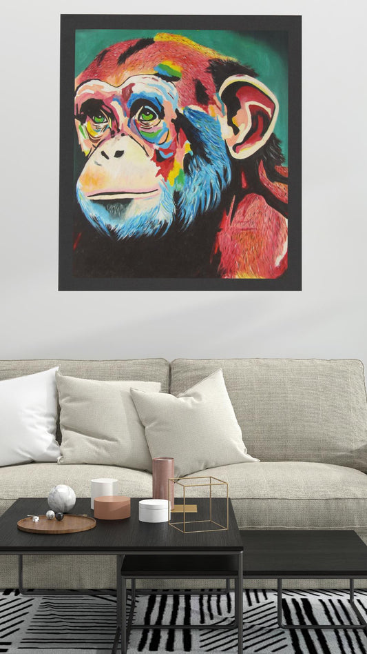 Aquarelle de chimpanzé – Décoration murale animalière, illustration de singe pour chambre d'enfant, décoration d'intérieur jungle