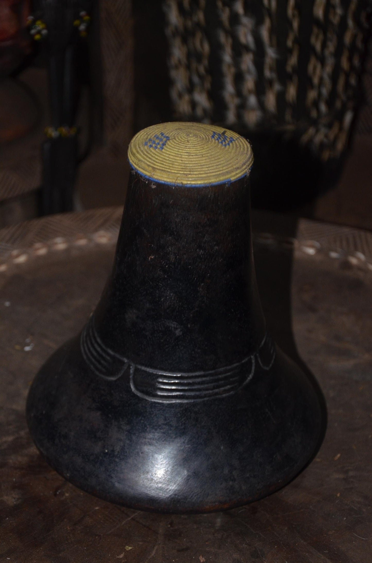 Traditional Rwandan Icyansi Wooden Milk Container | Hand-Carved Heritage Dairy Art