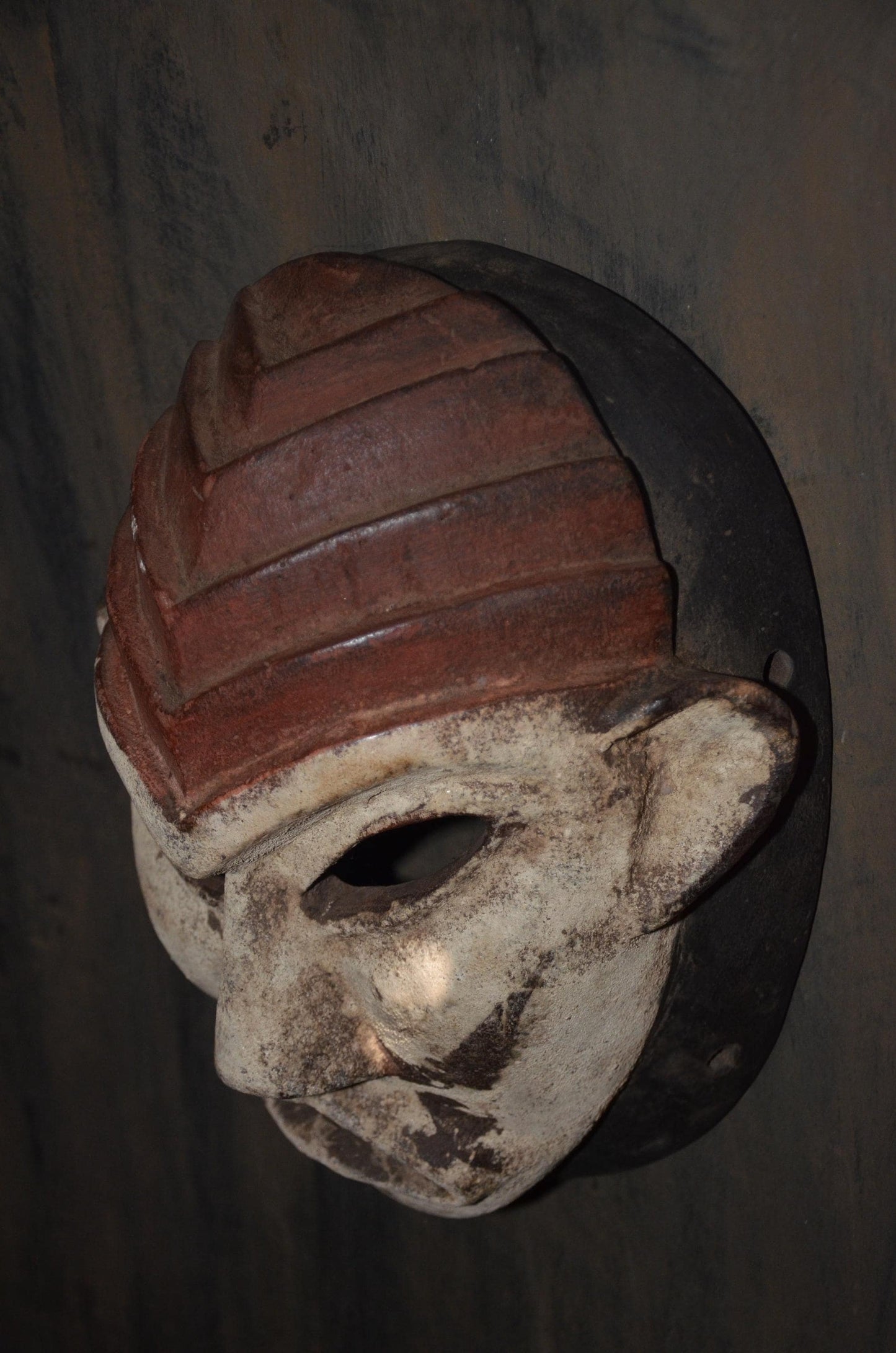 An Authentic Luba or Songye Kikashi Mask - 14" White Female Spirit Mask, Congo Kifwebe Wall Decor.