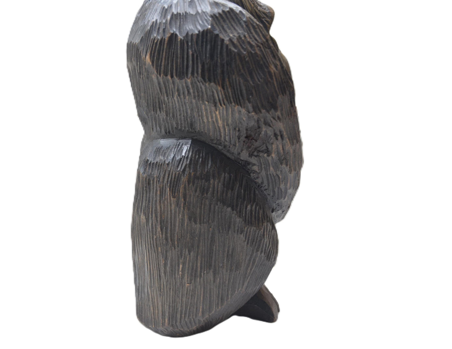 Hand Carved Wooden Gorilla Statue with Baby, Primate Mother and Child Sculpture