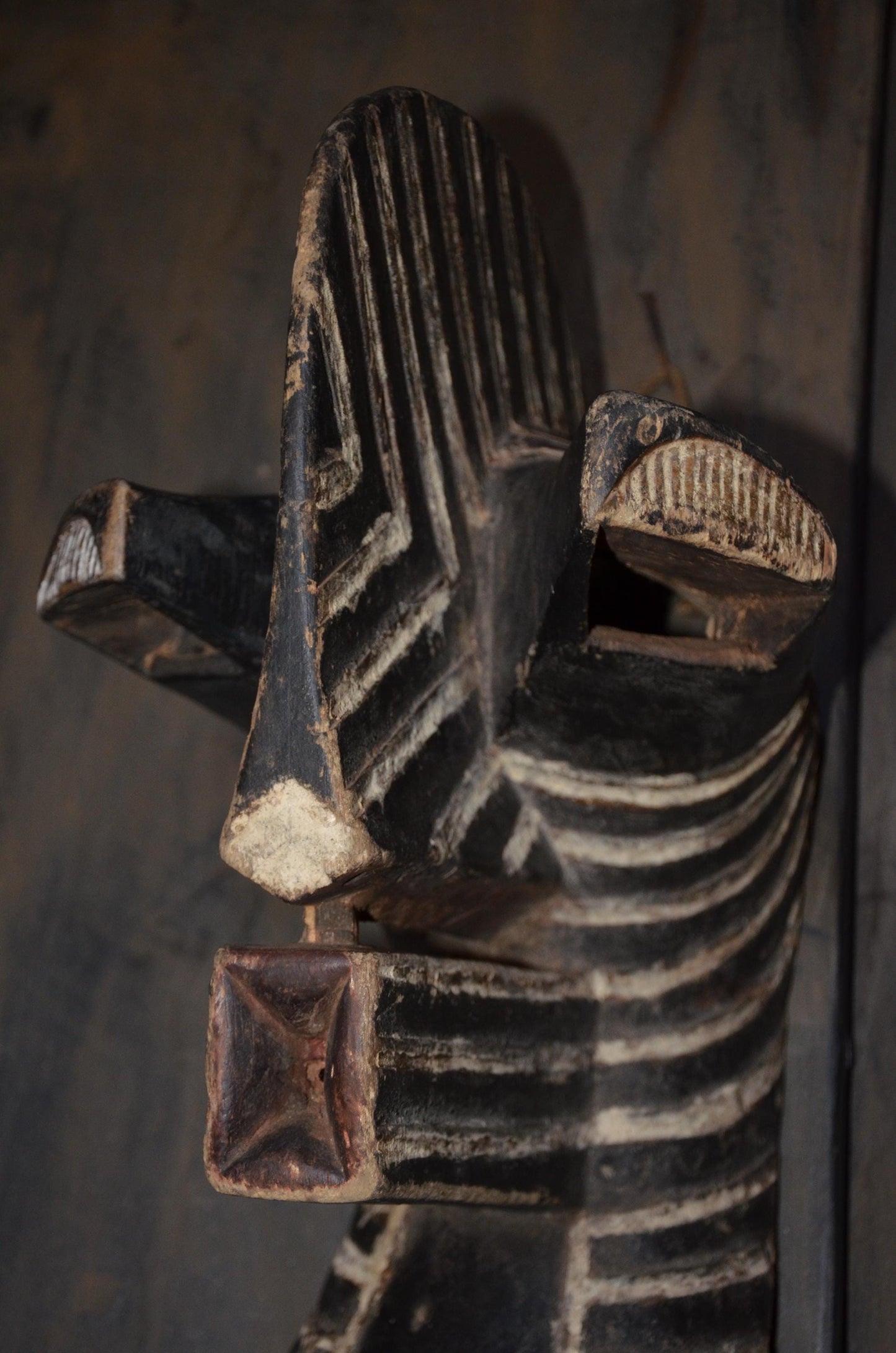Male Songye Kifwebe Mask – 19" Large Congo Tribal Wall Art – Wooden Decor