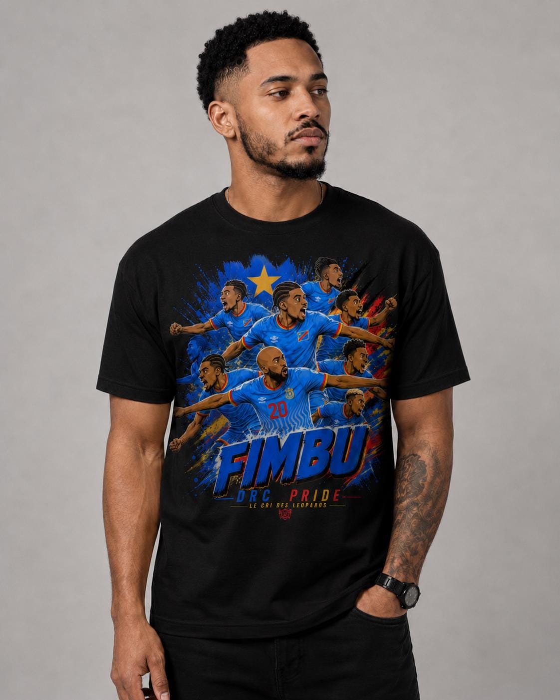 Fimbu DRC Pride T-Shirt, Congo Les Leopards Shirt, DRC Football Fan Tee, Congolese Soccer Shirt, Congo Pride Graphic Tee
