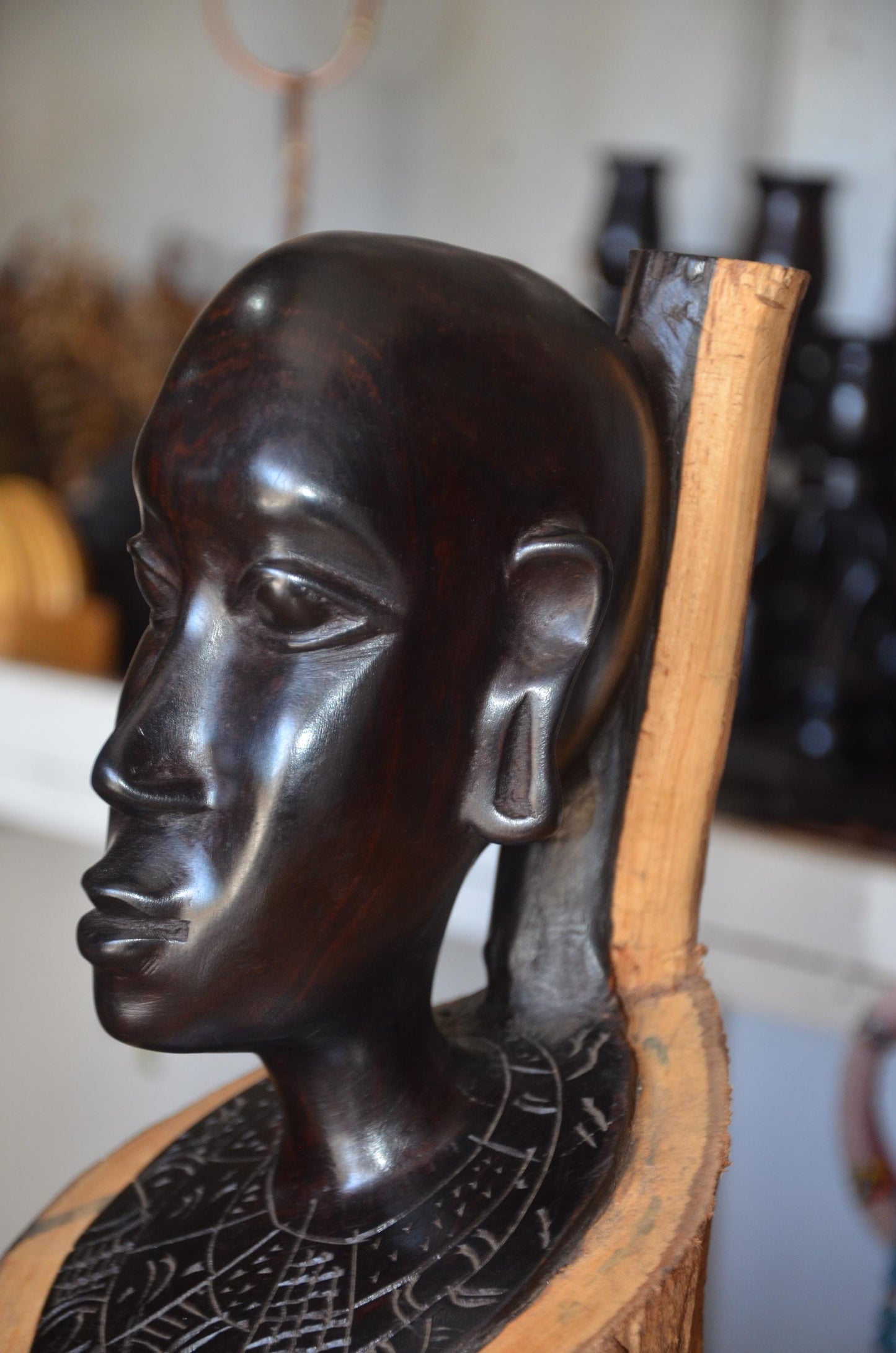 Hand-Carved Ebony Wood Maasai Couple Statue | African Tribal Art Sculpture