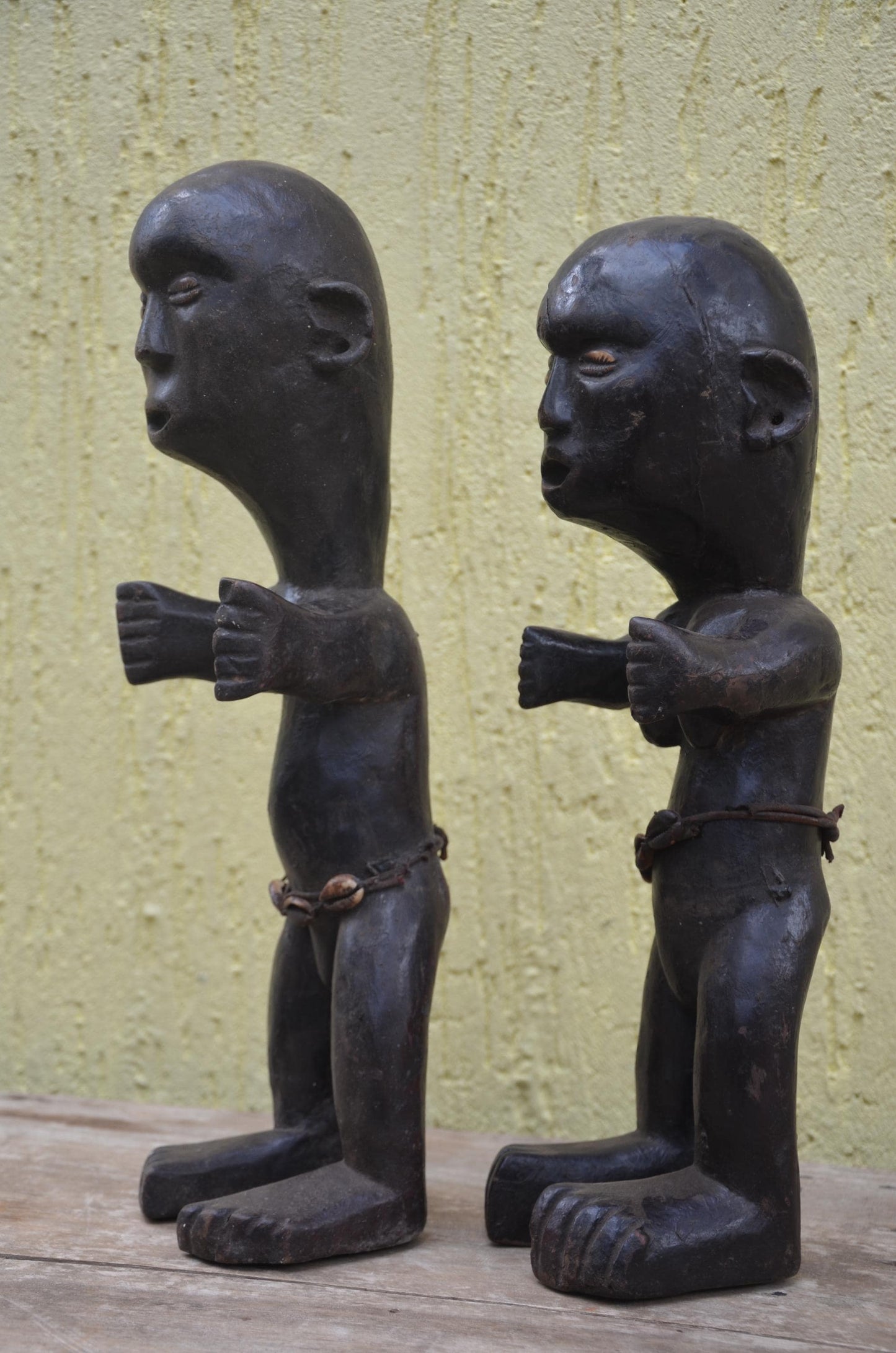 Azande Couple Statues – 18" Zande Hand-Carved Wood Congo Figures – Tribal Art.