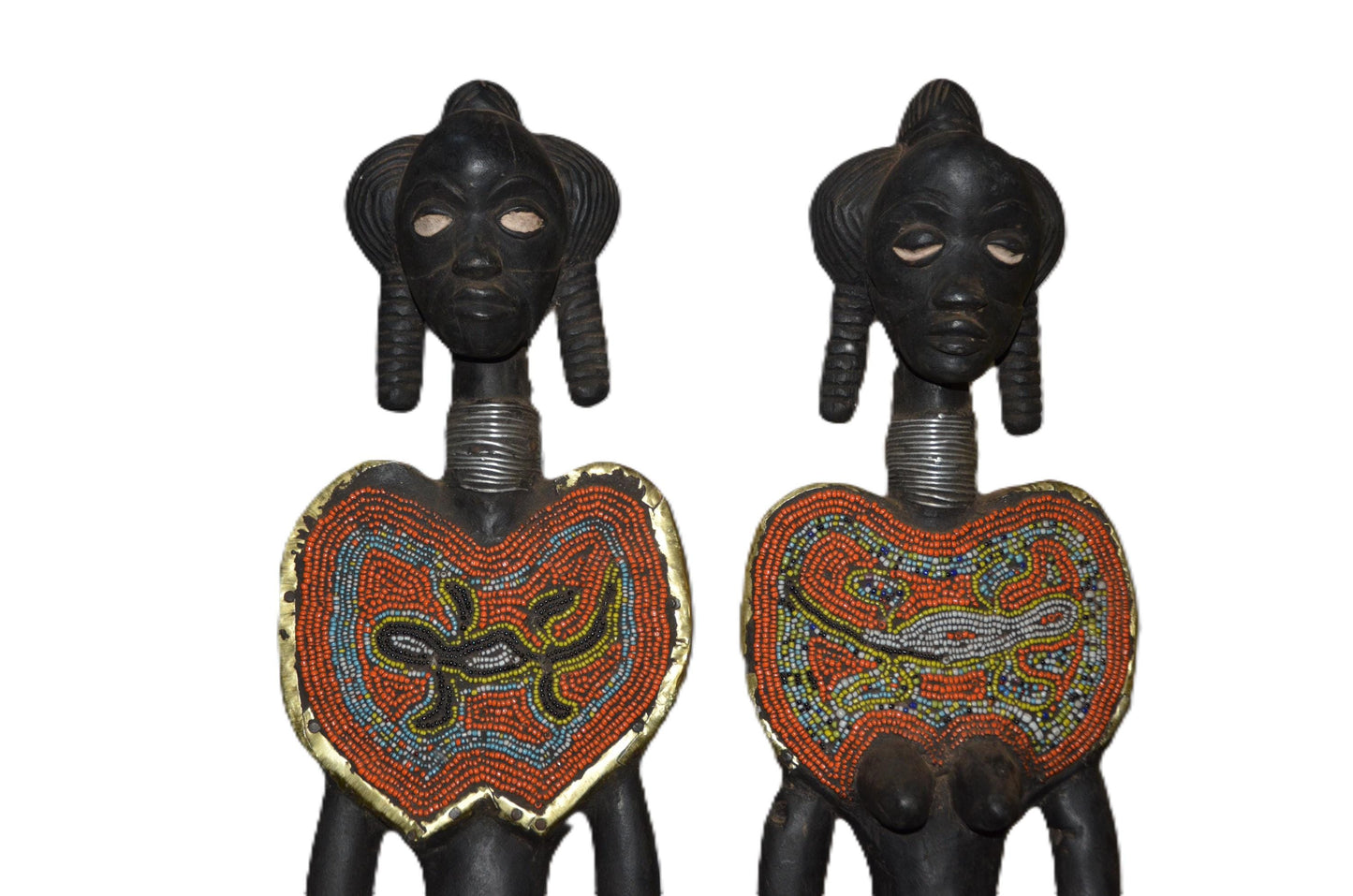 Chokwe Couple Statue – 25" Hand-Carved Wood Ancestor Unity Figure – Tribal Art.