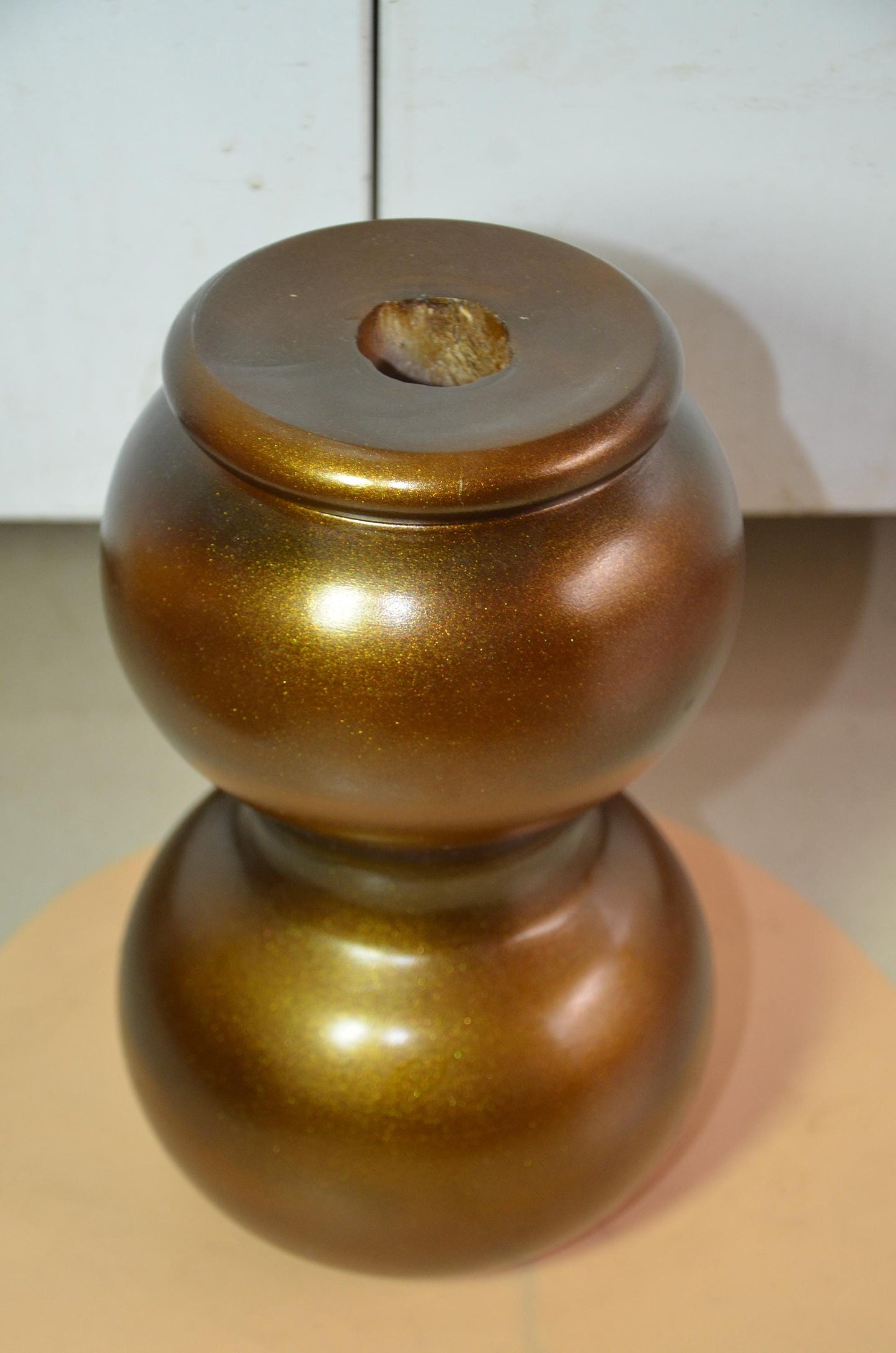 Wooden Gourd Vase – Metallic Bronze Gold Totem Vessel, Modern Nordic Home Decor