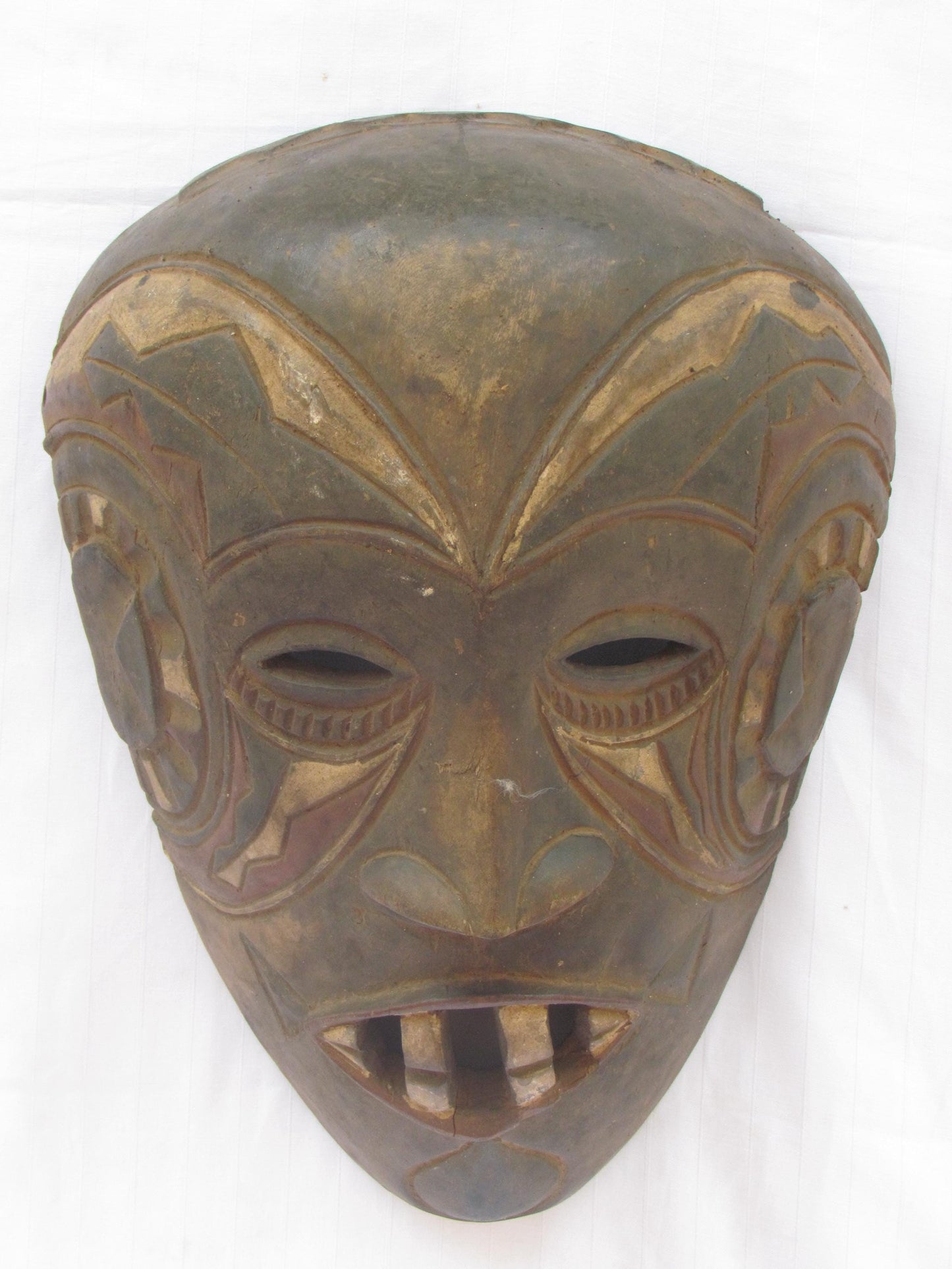 Hand carved wall hanging African traditional wooden mask from D.R.C
