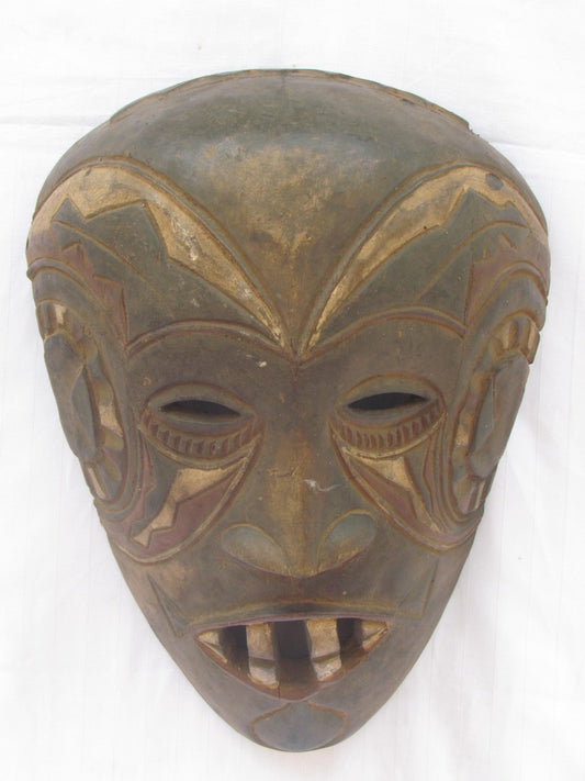 Hand carved wall hanging African traditional wooden mask from D.R.C