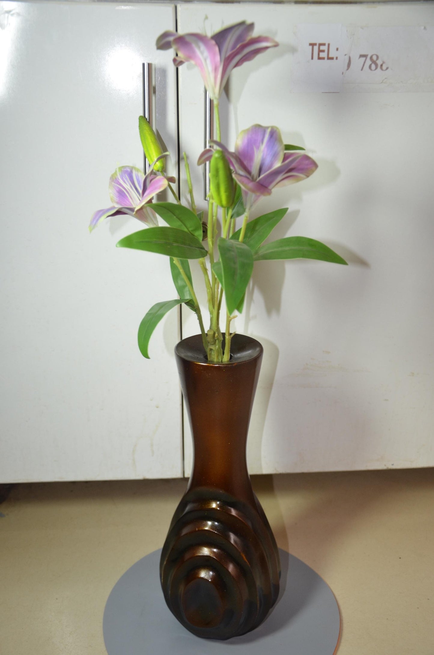 Wood Vase – Metallic Bronze Swirl Hourglass Accent, Modern Nordic Home Decor