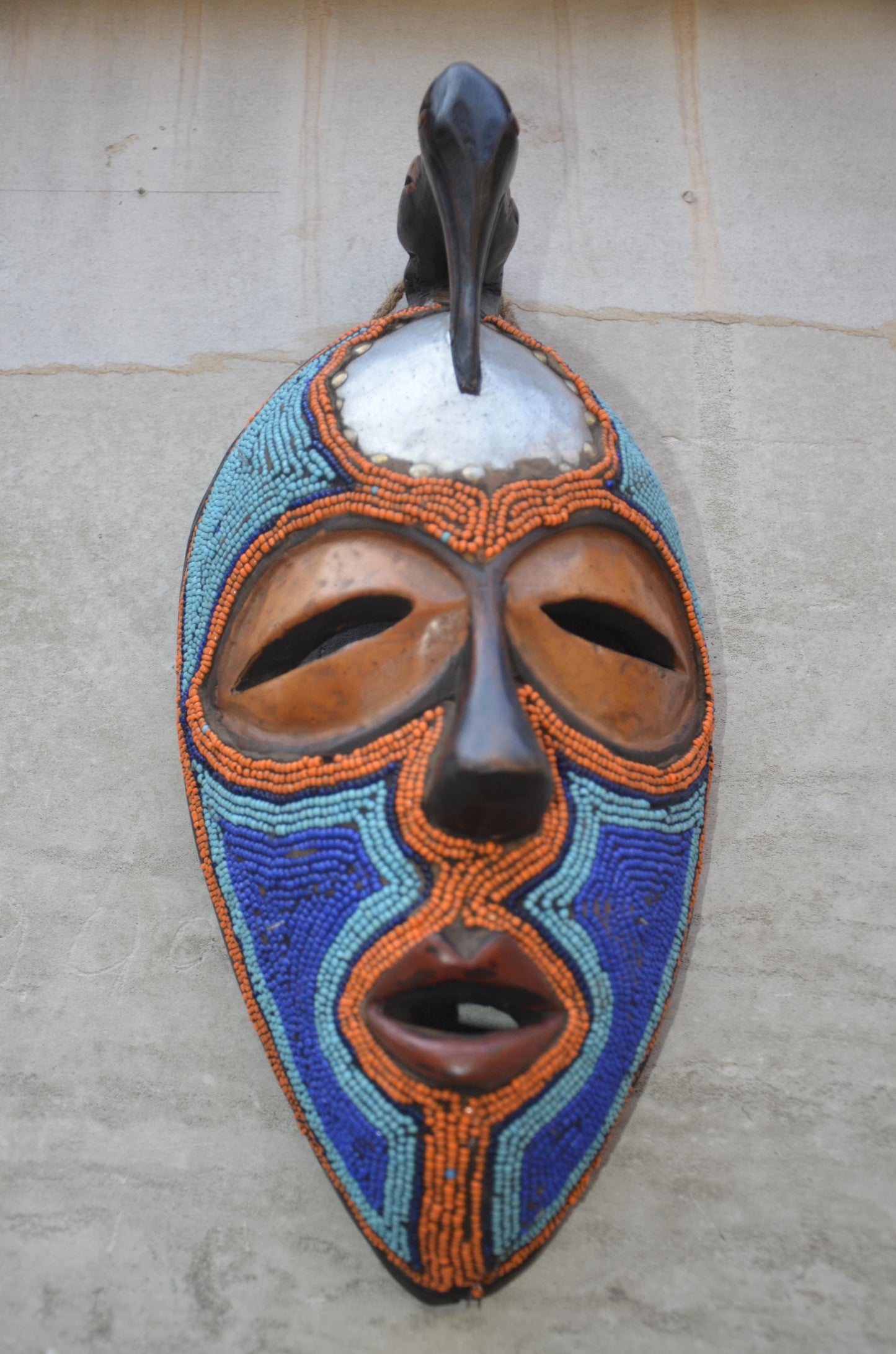 Authentic Bamum Beaded Mask | Cameroon Grassfields Art | Tribal Decor