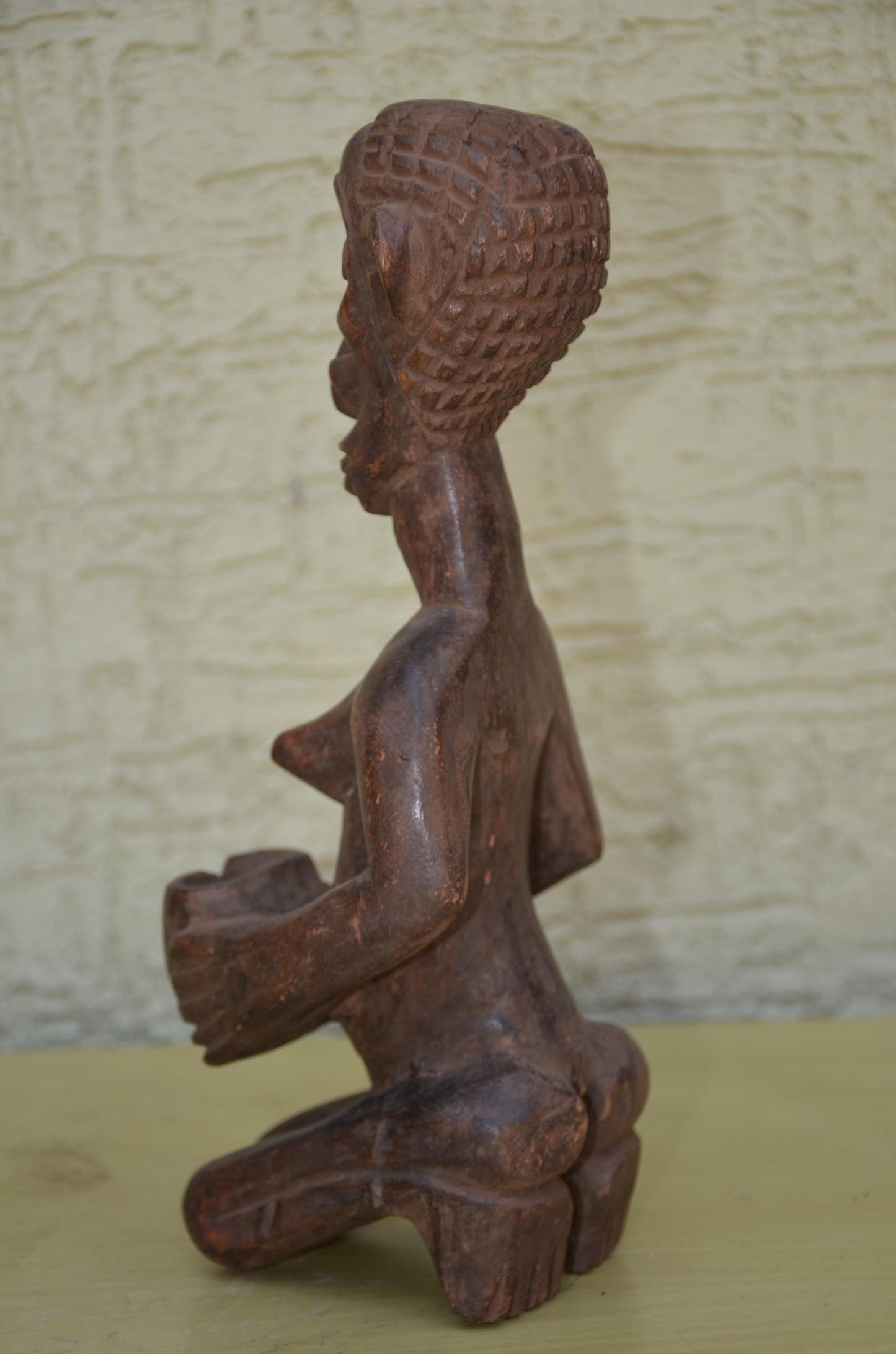 Authentic Luba Mboko Bowl Bearer Figure | Congolese Art