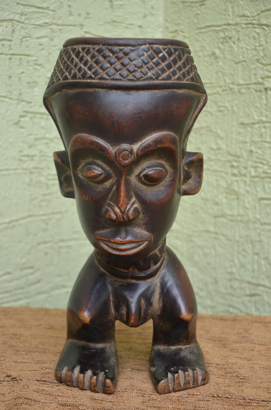 Authentic Kuba Prestige Palm Wine Cup | Congolese Royal Art