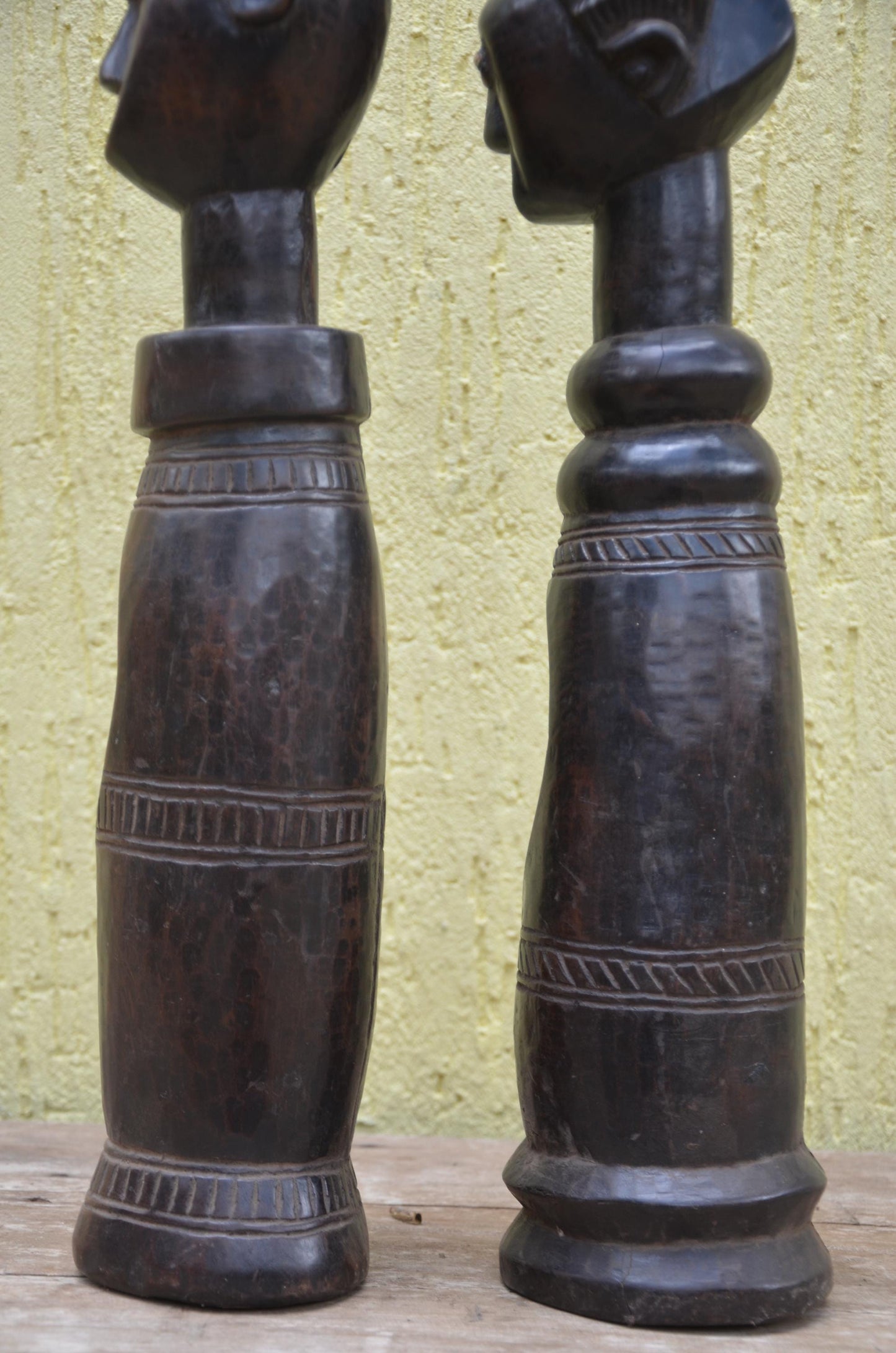 Authentic Lobi Bateba Figures - 20" Hand-Carved Wood Standing Ancestor Statues, Burkina Faso Tribal Art.